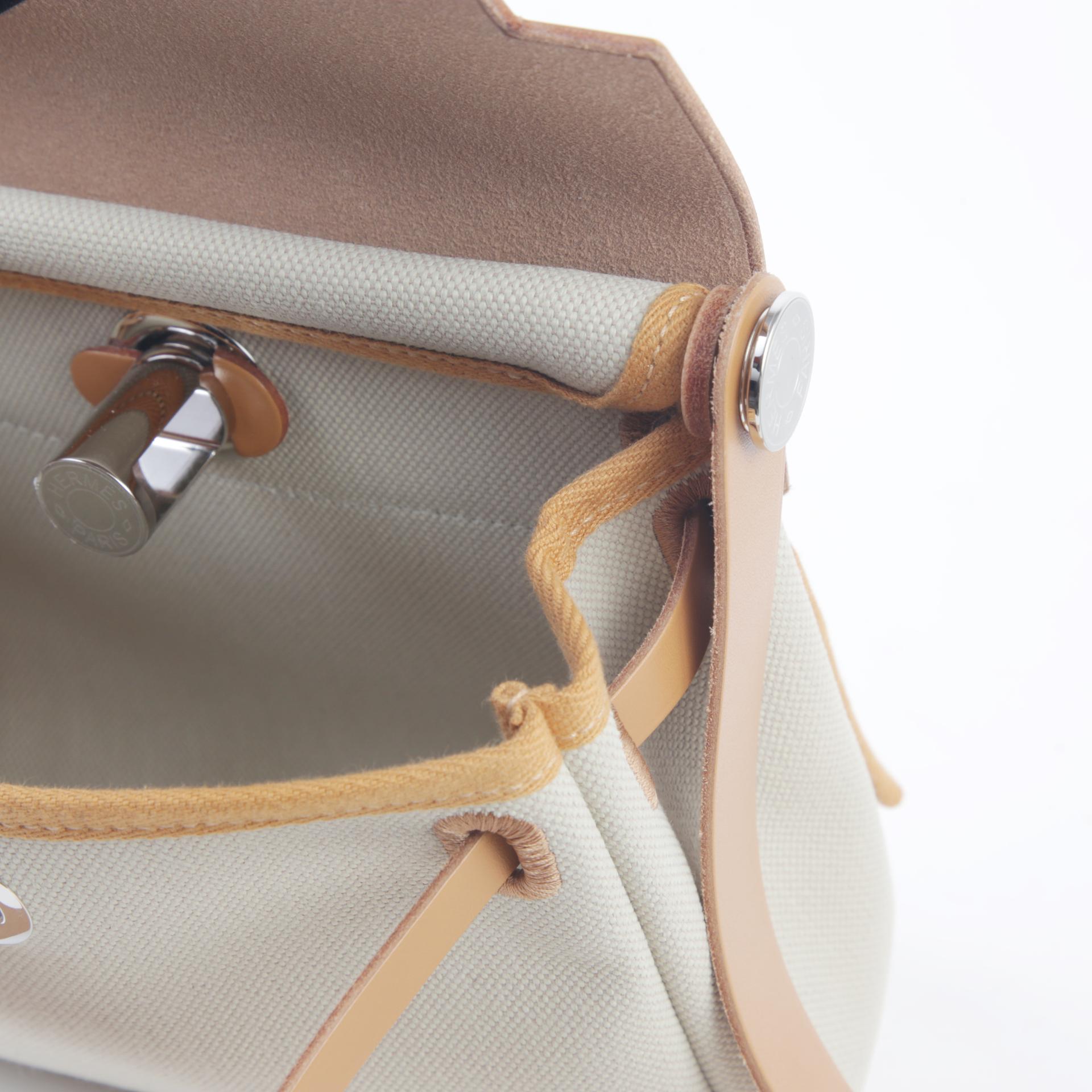 Brand New ( Rank N ) HERMÈS Herbag Zip Mini 20 Natural Sable (21) Beton (8L) Canvas Palladium hardware W (2024) - 11