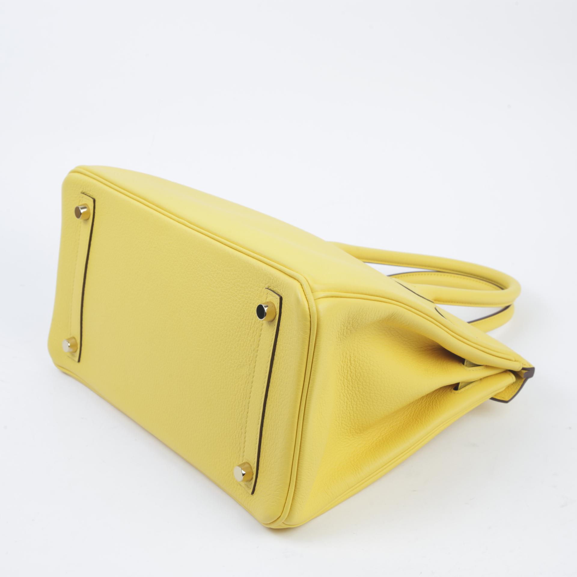 Very Good ( Rank A) HERMÈS Birkin 30 Jaune de Naples (9O) Taurillion Novillo Gold hardware D (2019) - 7