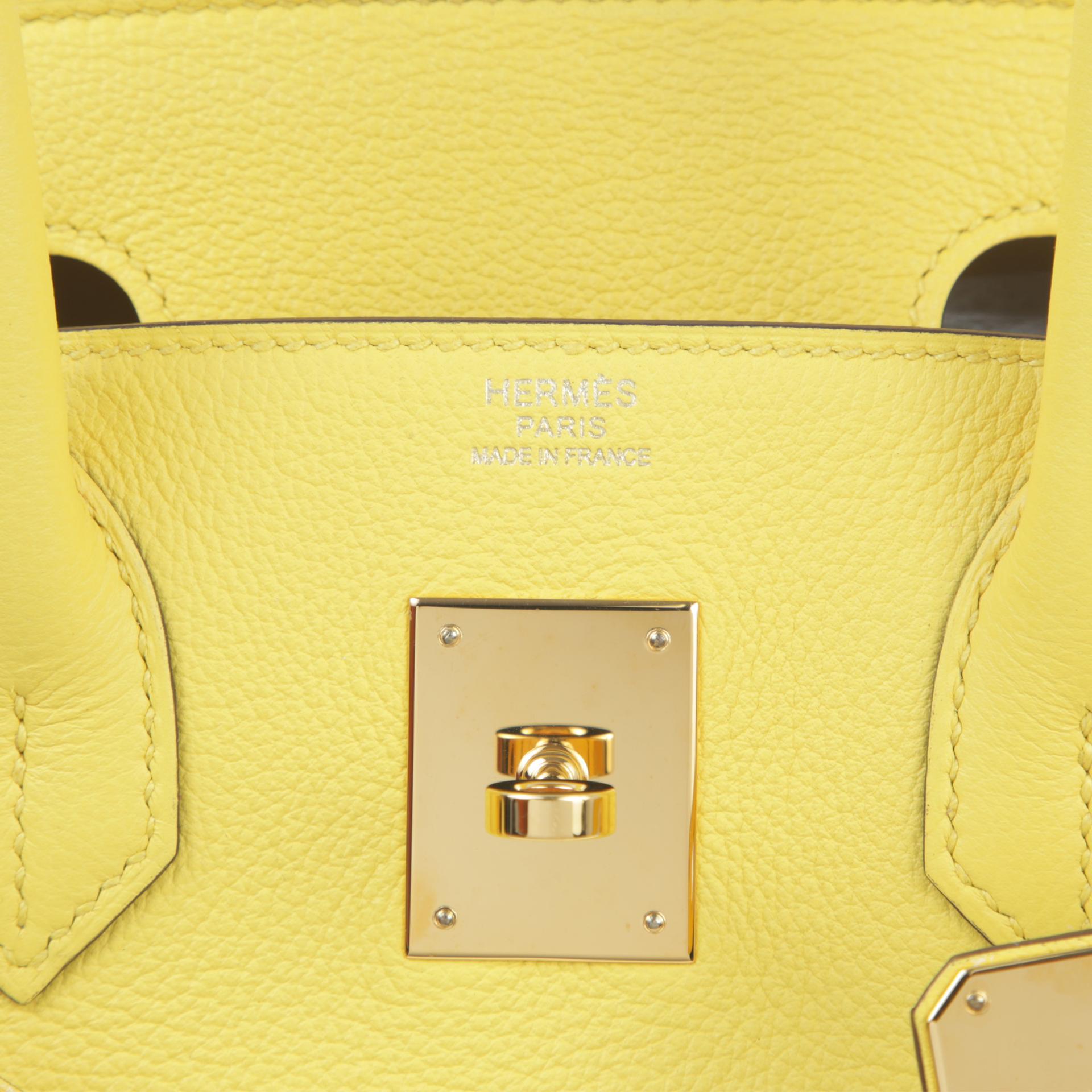 Very Good ( Rank A) HERMÈS Birkin 30 Jaune de Naples (9O) Taurillion Novillo Gold hardware D (2019) - 8