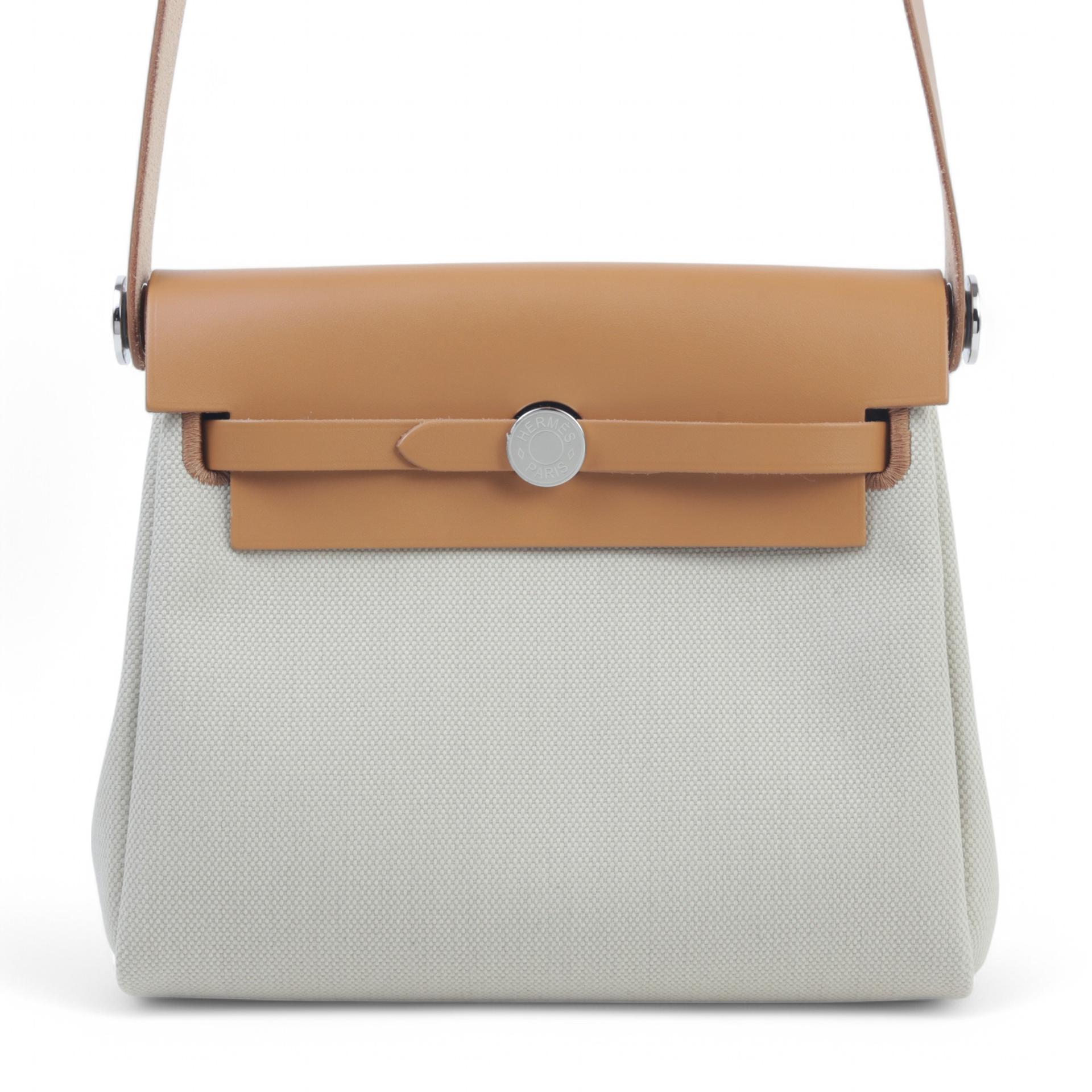 Brand New ( Rank N ) HERMÈS Herbag Zip Mini 20 Natural Sable (21) Beton (8L) Canvas Palladium hardware W (2024) - 1