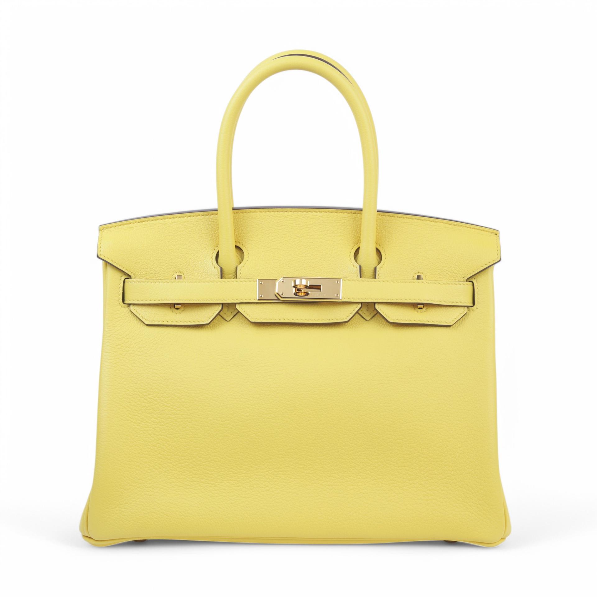 Very Good ( Rank A) HERMÈS Birkin 30 Jaune de Naples (9O) Taurillion Novillo Gold hardware D (2019) - 1