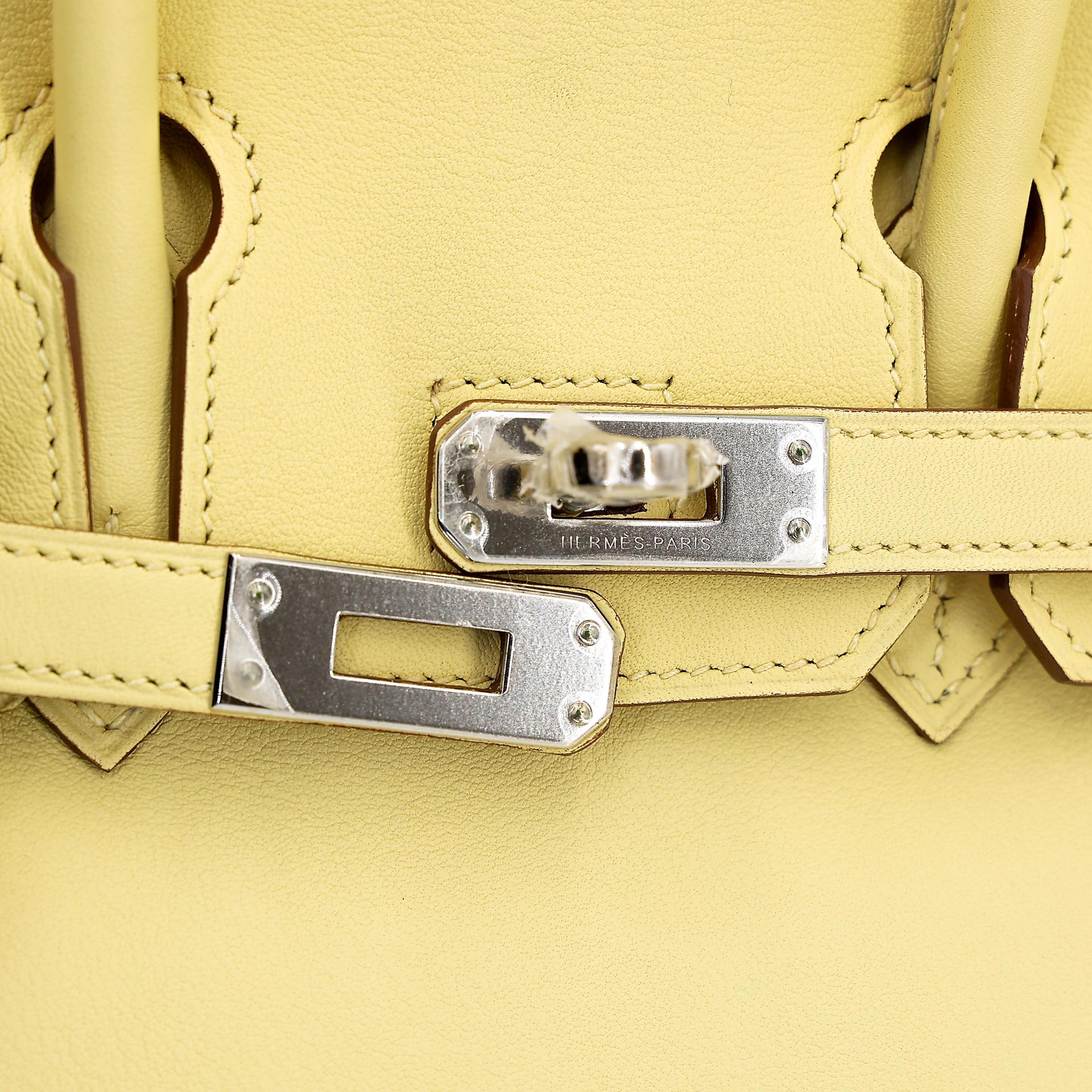 Unused ( Rank NS ) HERMÈS Birkin 25 (S) Jaune Poussin (1Z) Swift Palladium hardware T (2015) - 8