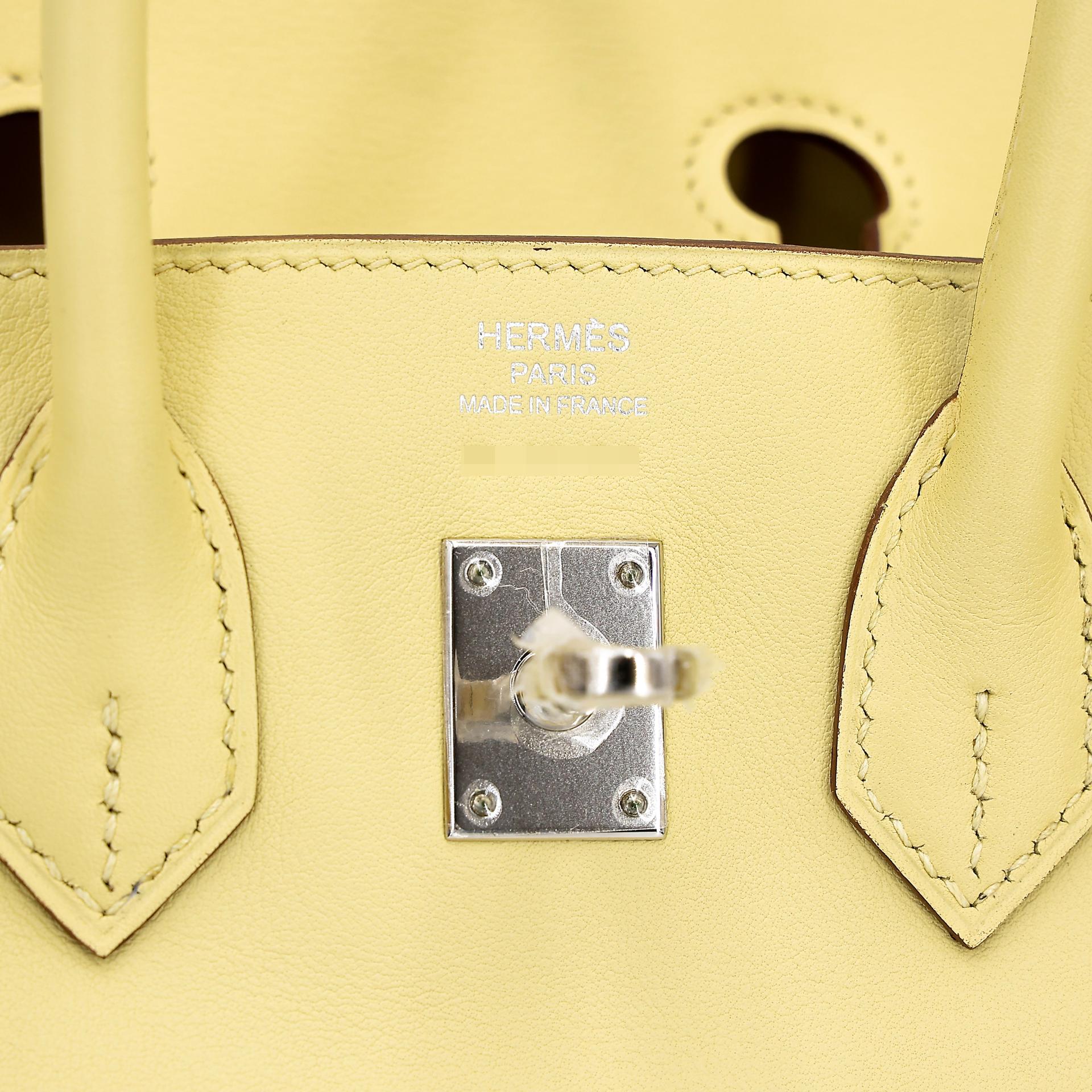 Unused ( Rank NS ) HERMÈS Birkin 25 (S) Jaune Poussin (1Z) Swift Palladium hardware T (2015) - 10
