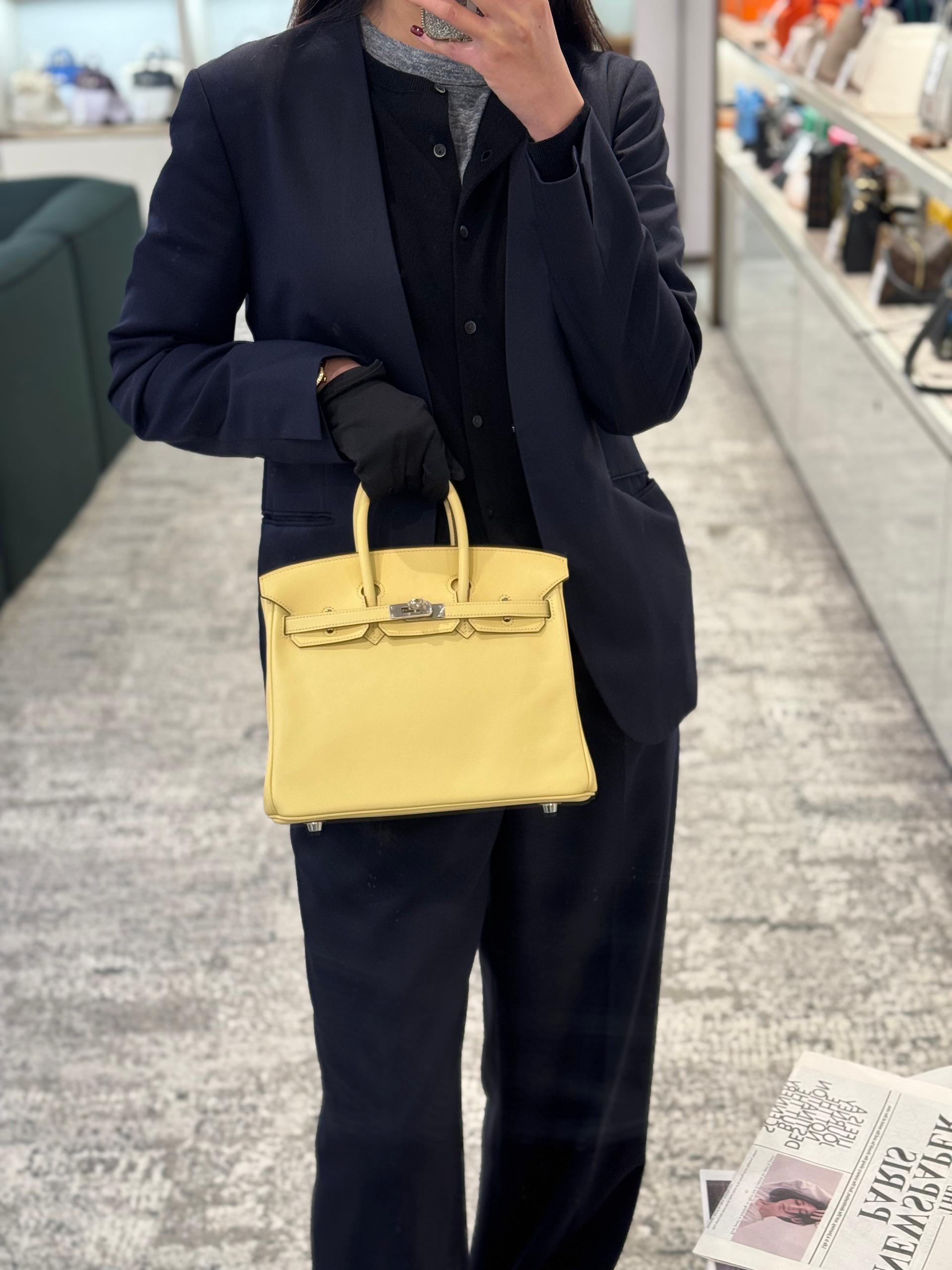 Unused ( Rank NS ) HERMÈS Birkin 25 (S) Jaune Poussin (1Z) Swift Palladium hardware T (2015) - 17