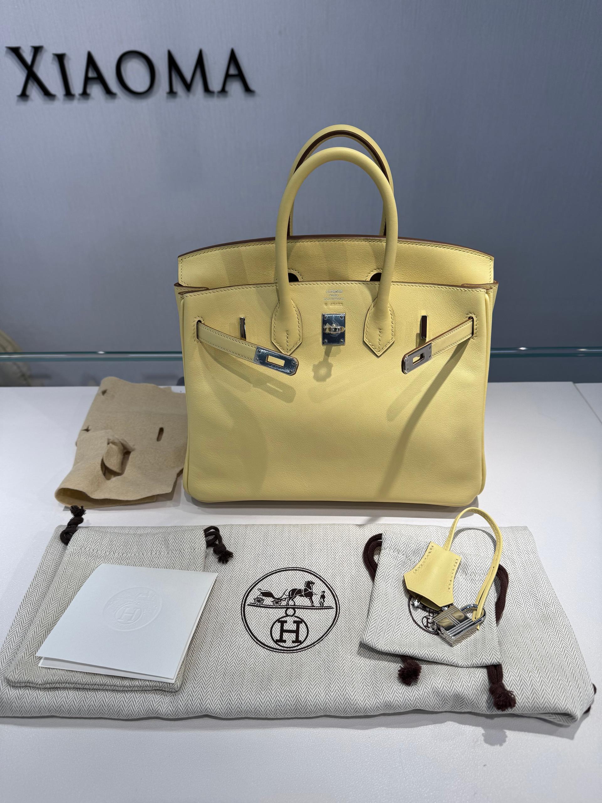 Unused ( Rank NS ) HERMÈS Birkin 25 (S) Jaune Poussin (1Z) Swift Palladium hardware T (2015) - 18