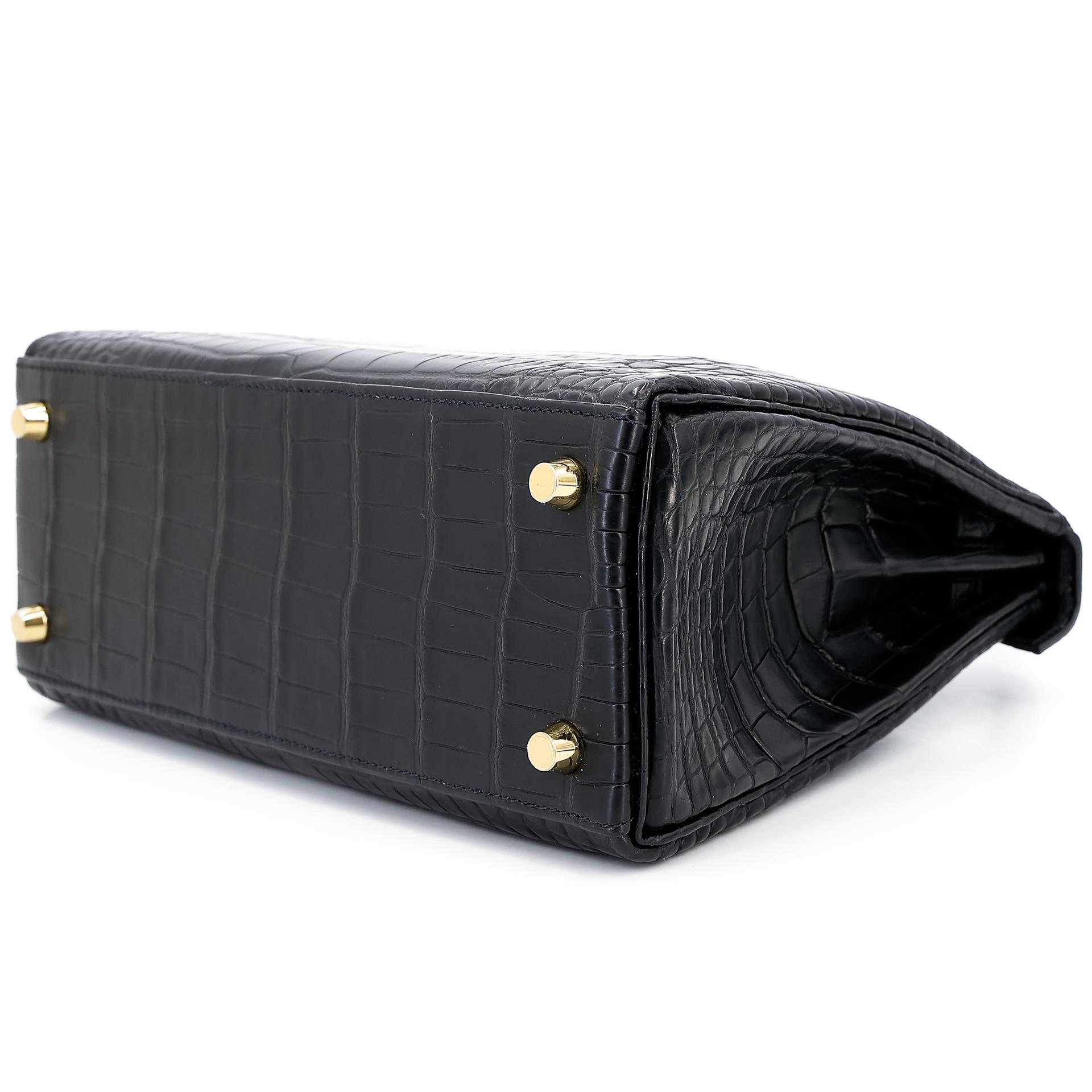 Unused ( Rank NS ) HERMÈS Kelly 25 Black (89) Matte Alligator Gold hardware Y (2020) - 6