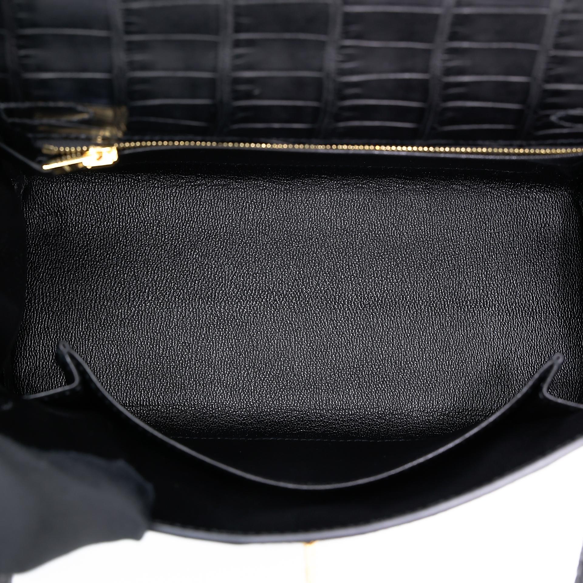 Unused ( Rank NS ) HERMÈS Kelly 25 Black (89) Matte Alligator Gold hardware Y (2020) - 19