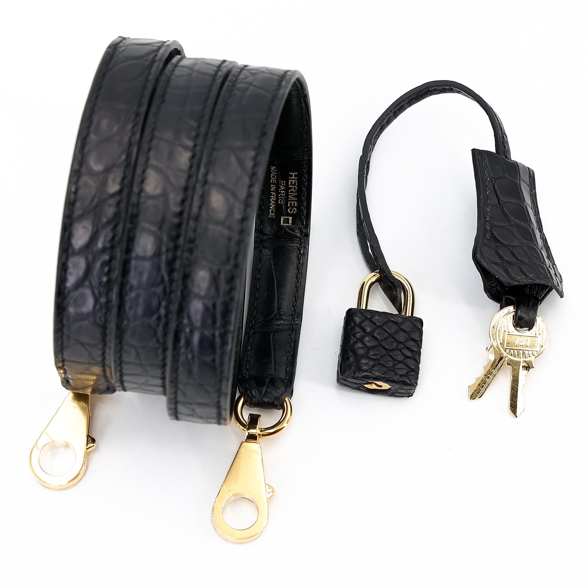 Unused ( Rank NS ) HERMÈS Kelly 25 Black (89) Matte Alligator Gold hardware Y (2020) - 20