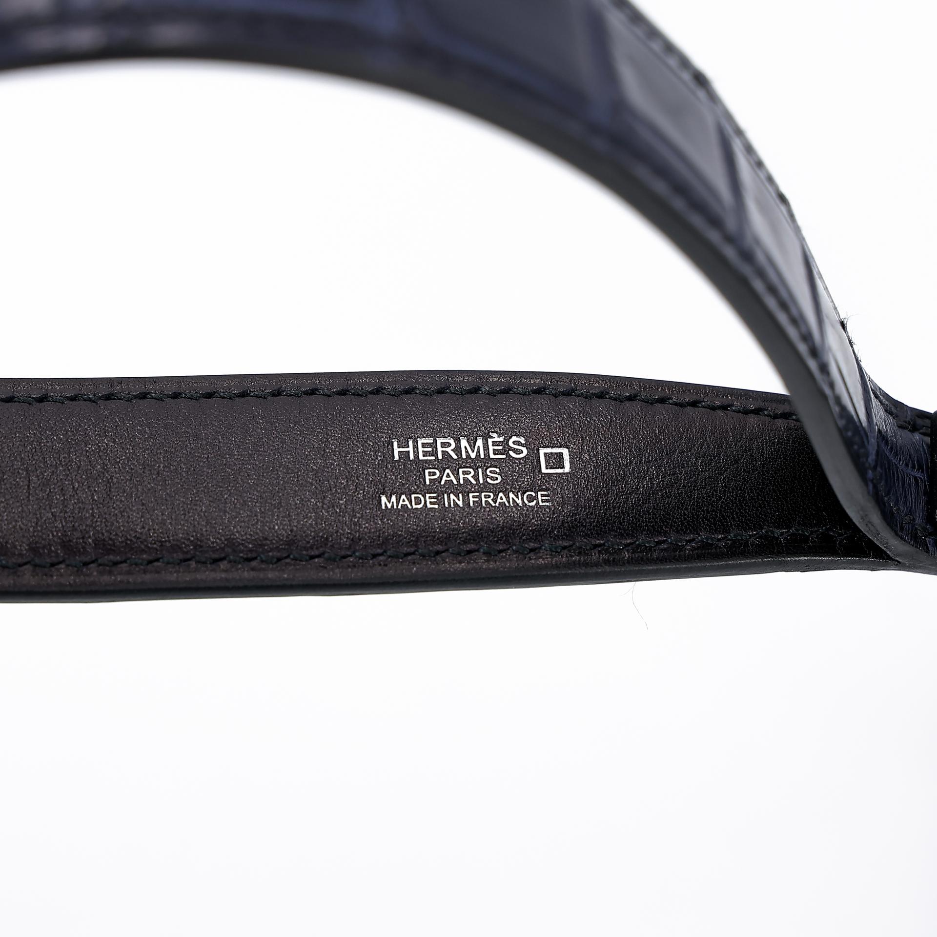 Excellent ( Rank SA ) HERMÈS Kelly depeches 25 Touch Bleu Nuit (2Z) Evergrain Matte Alligator Palladium hardware Z (2021) - 9