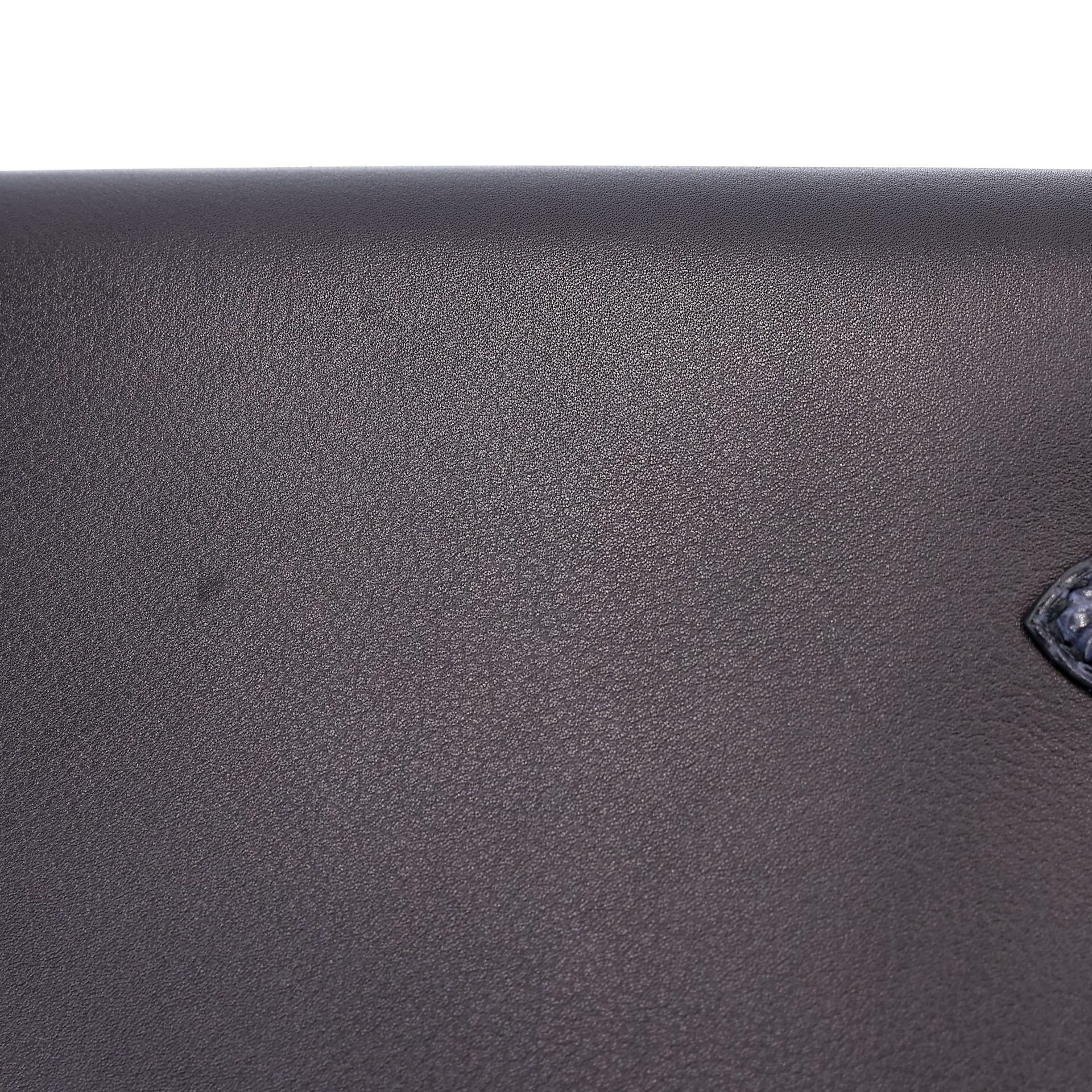 Excellent ( Rank SA ) HERMÈS Kelly depeches 25 Touch Bleu Nuit (2Z) Evergrain Matte Alligator Palladium hardware Z (2021) - 13