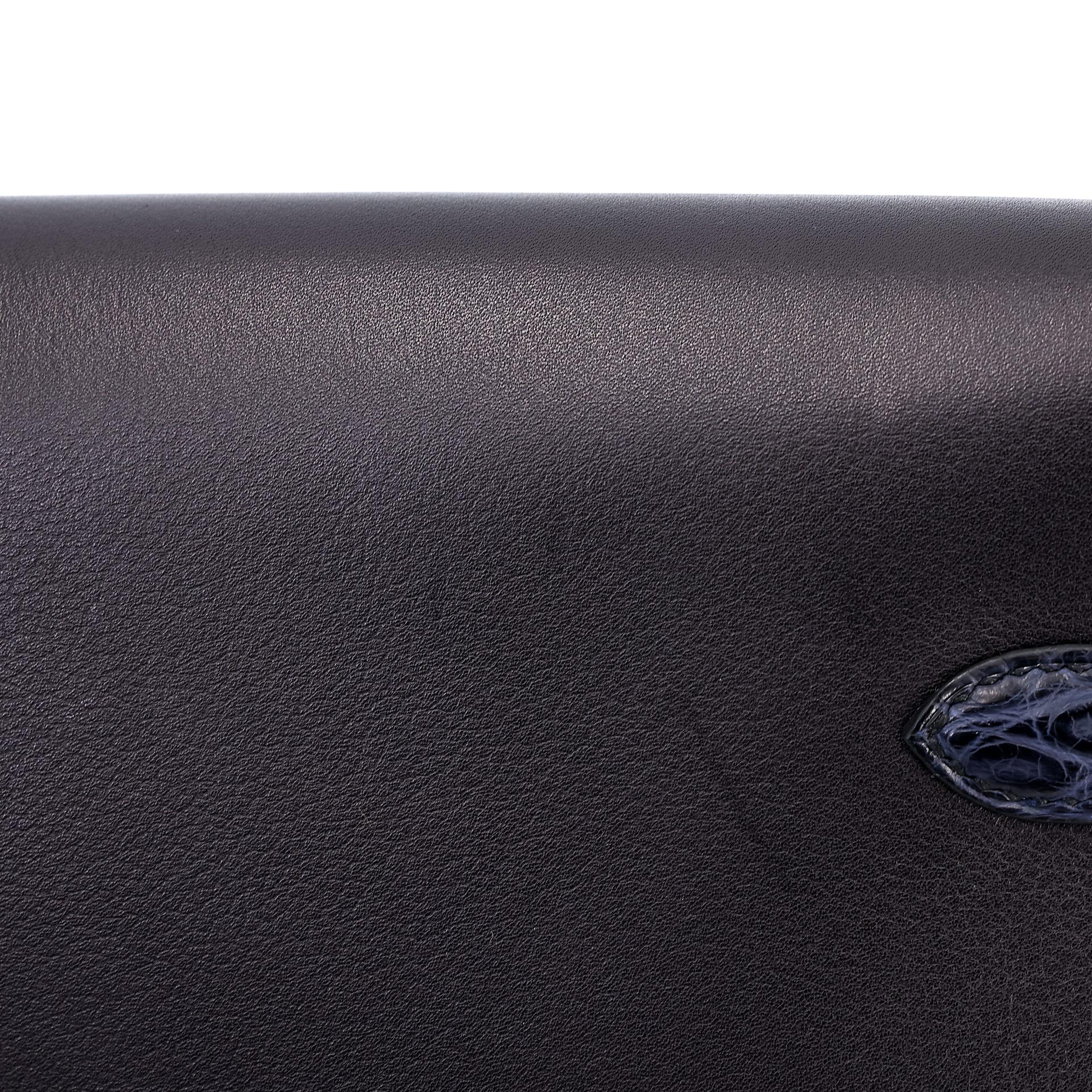 Excellent ( Rank SA ) HERMÈS Kelly depeches 25 Touch Bleu Nuit (2Z) Evergrain Matte Alligator Palladium hardware Z (2021) - 15