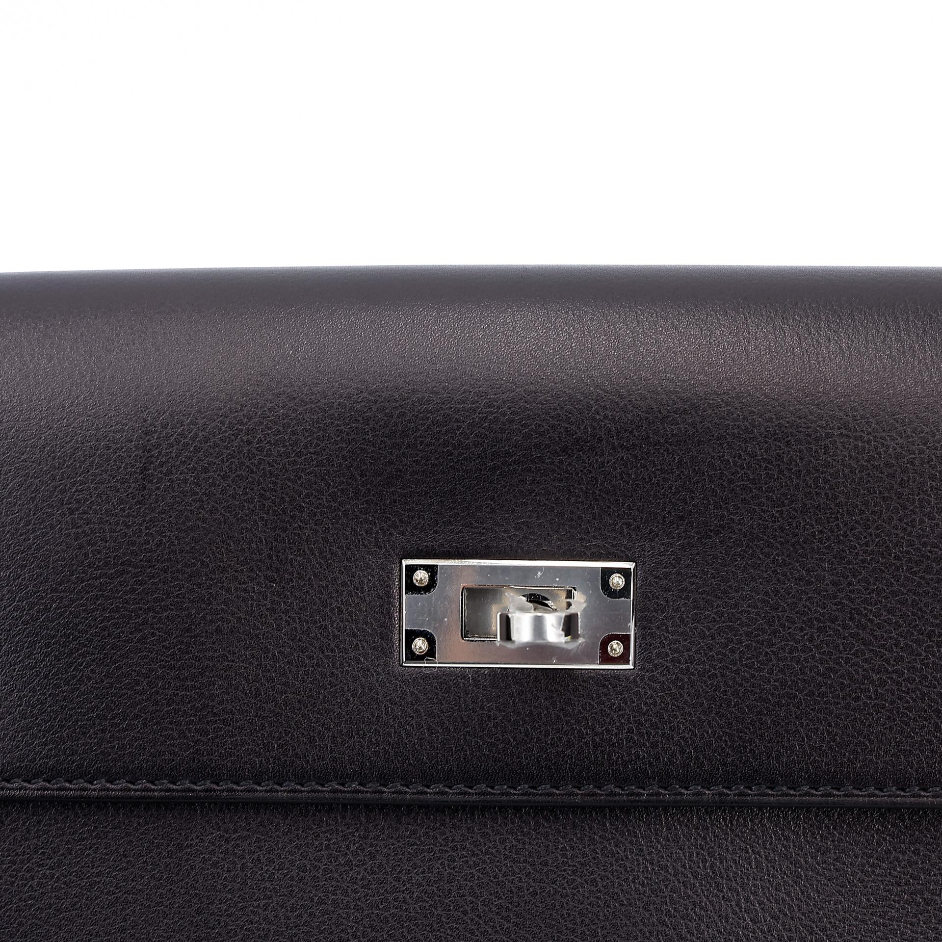 Excellent ( Rank SA ) HERMÈS Kelly depeches 25 Touch Bleu Nuit (2Z) Evergrain Matte Alligator Palladium hardware Z (2021) - 16