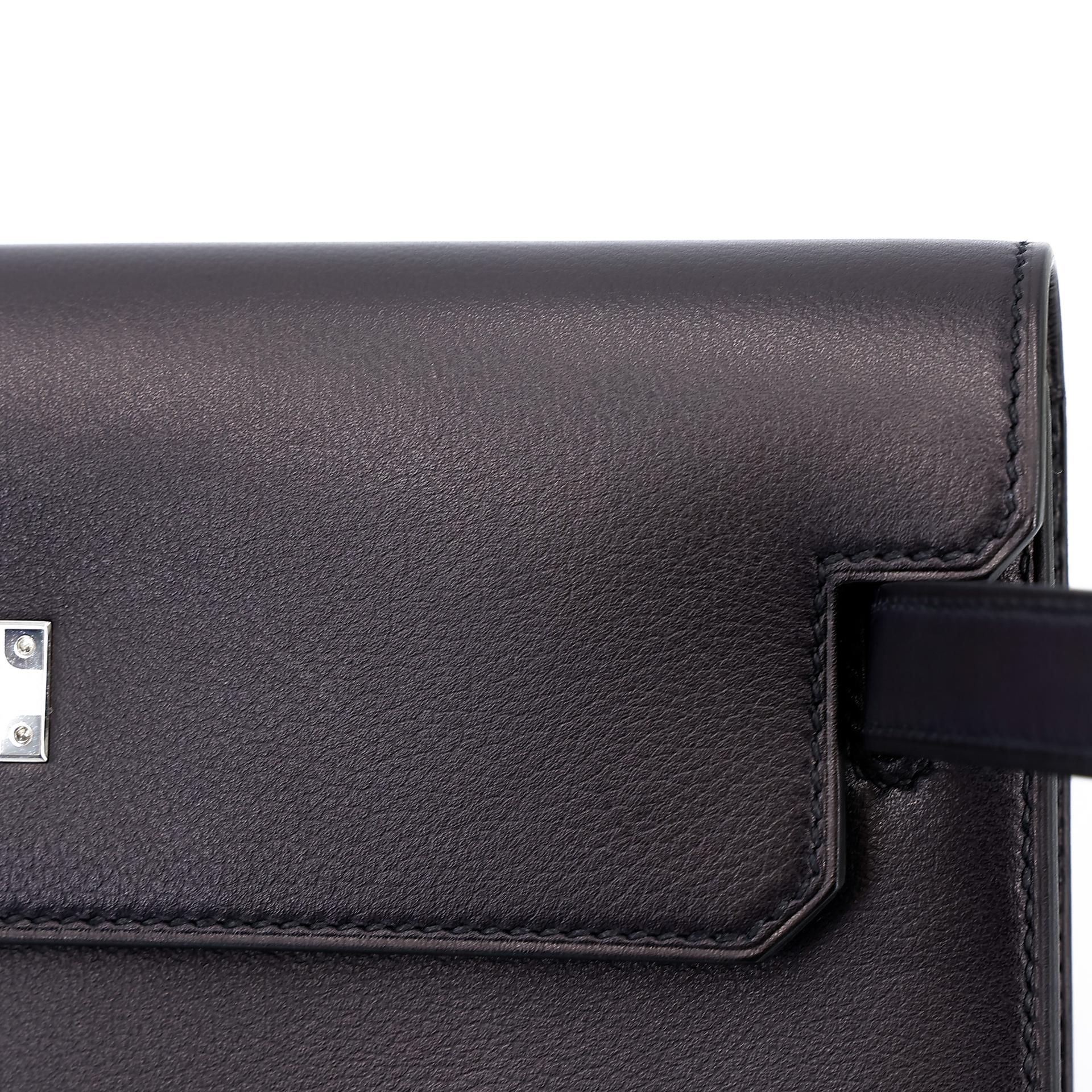 Excellent ( Rank SA ) HERMÈS Kelly depeches 25 Touch Bleu Nuit (2Z) Evergrain Matte Alligator Palladium hardware Z (2021) - 17