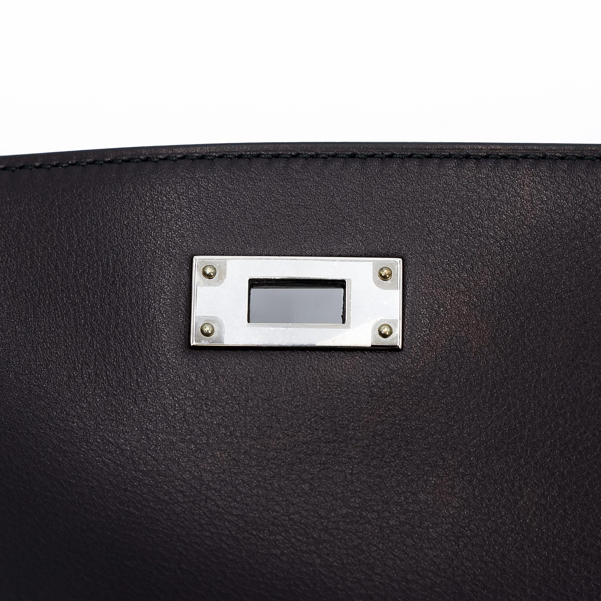 Excellent ( Rank SA ) HERMÈS Kelly depeches 25 Touch Bleu Nuit (2Z) Evergrain Matte Alligator Palladium hardware Z (2021) - 22
