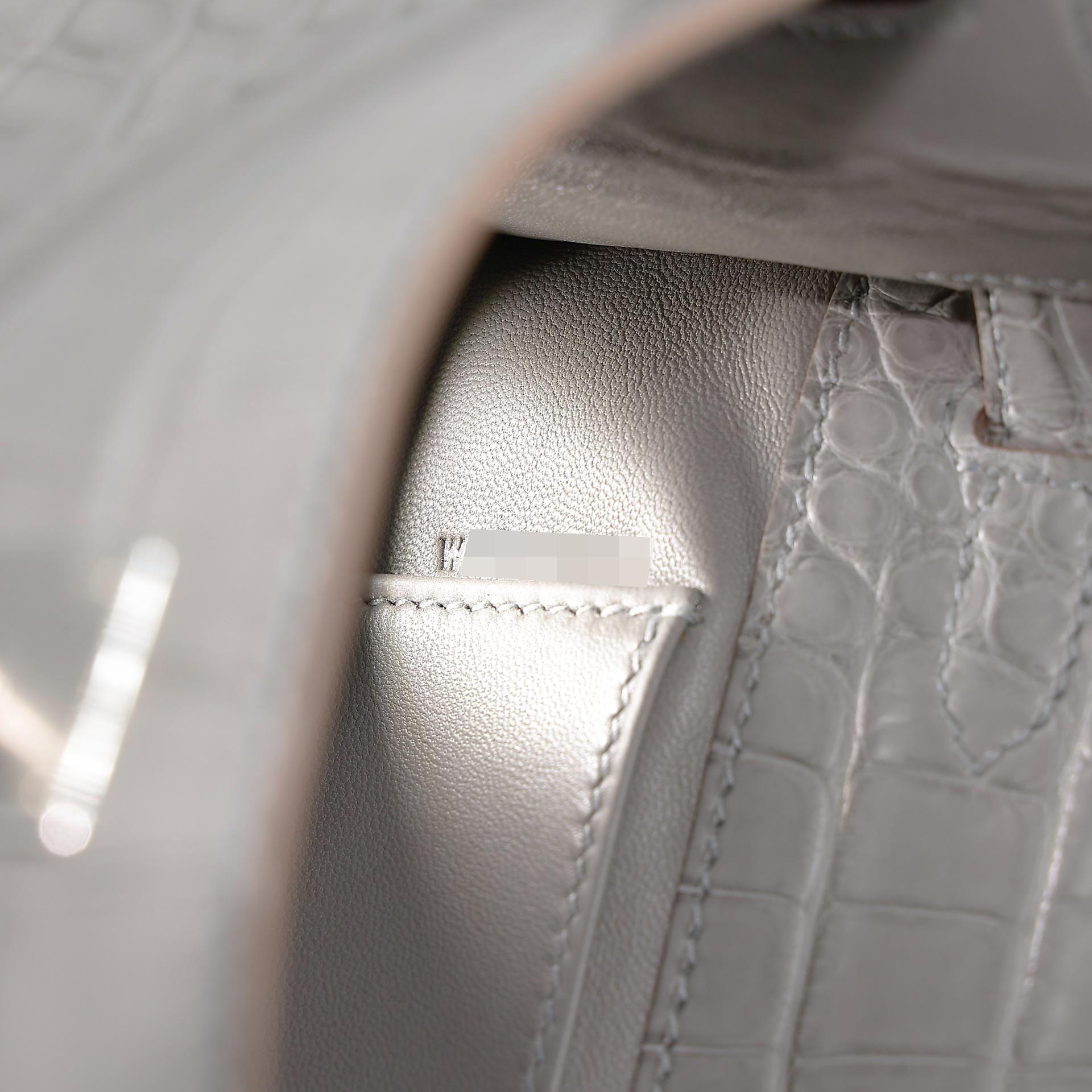 Unused ( Rank NS ) HERMÈS Kelly Pochette Gris Perle (80) Matte Alligator Palladium hardware W (2024) - 14