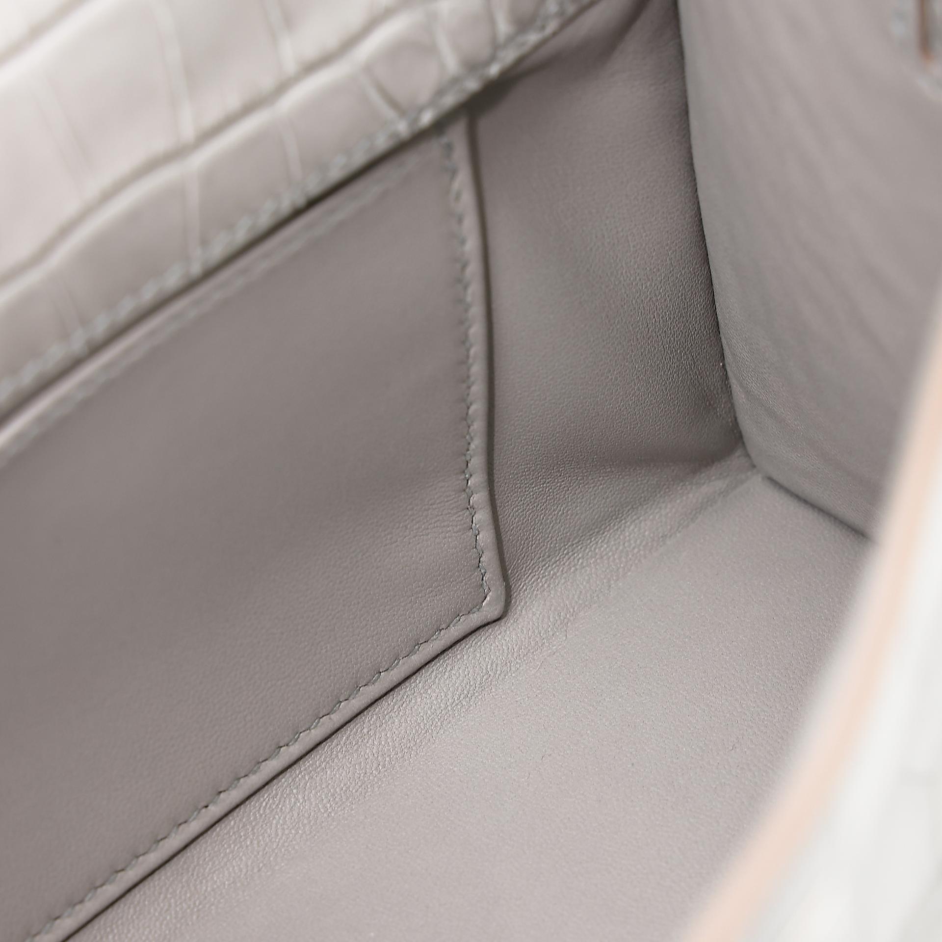 Unused ( Rank NS ) HERMÈS Kelly Pochette Gris Perle (80) Matte Alligator Palladium hardware W (2024) - 17