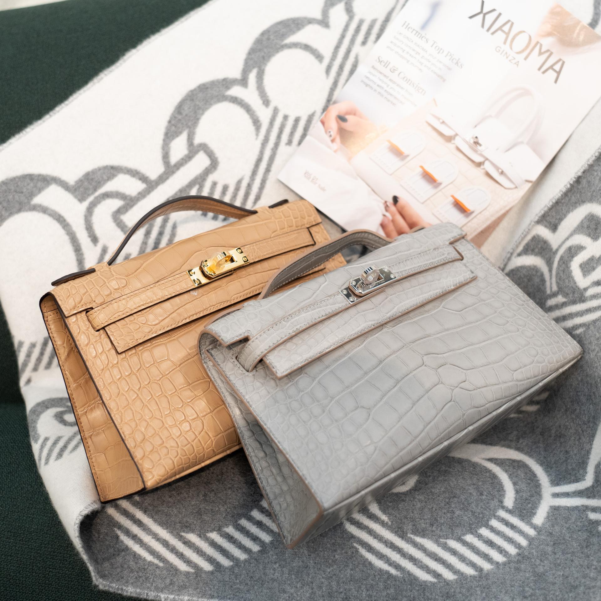 Unused ( Rank NS ) HERMÈS Kelly Pochette Gris Perle (80) Matte Alligator Palladium hardware W (2024) - 20