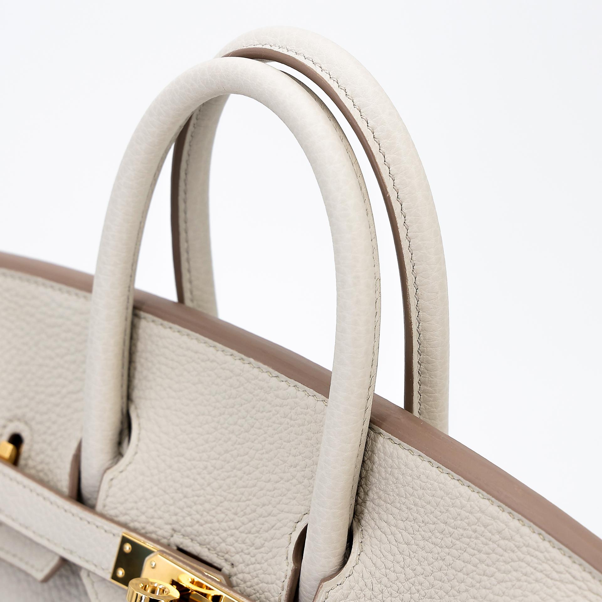 Excellent ( Rank SA ) HERMÈS Birkin 25 Beton (8L) Togo Gold hardware U (2022) - 3