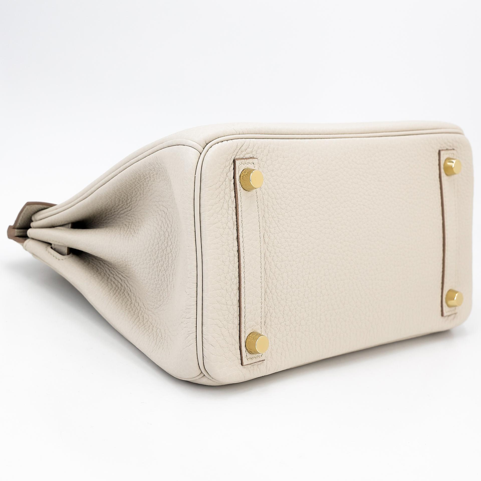 Excellent ( Rank SA ) HERMÈS Birkin 25 Beton (8L) Togo Gold hardware U (2022) - 5