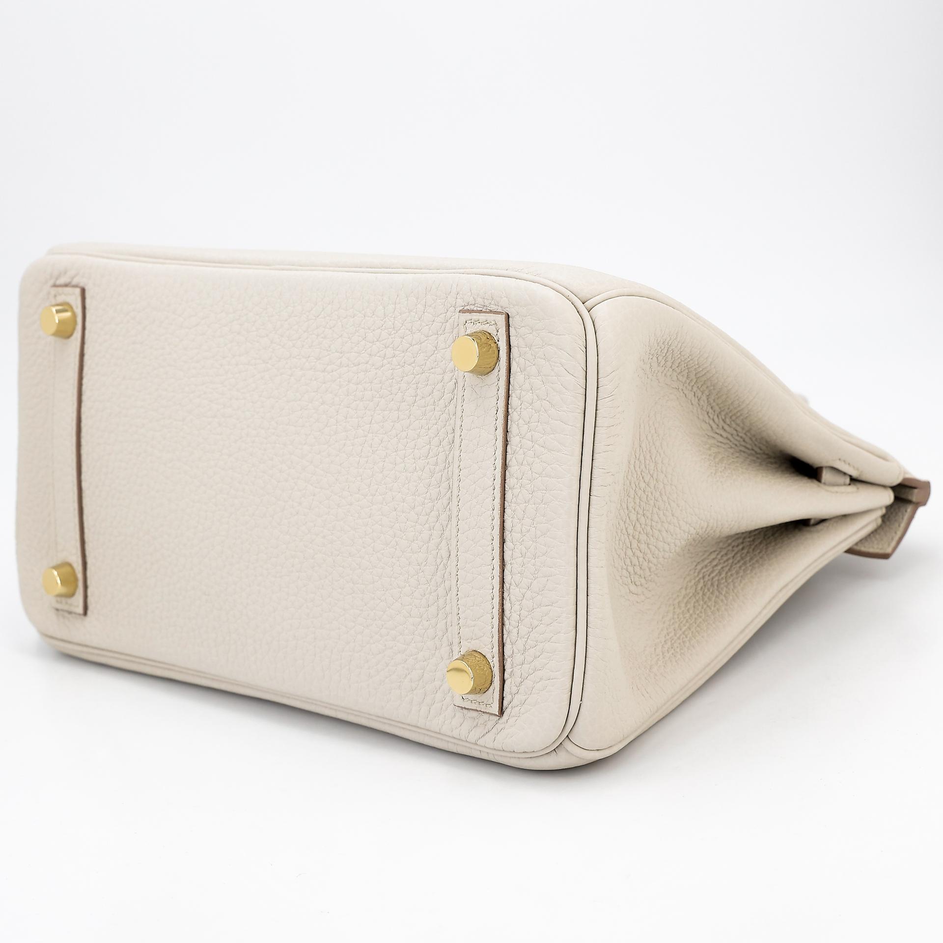 Excellent ( Rank SA ) HERMÈS Birkin 25 Beton (8L) Togo Gold hardware U (2022) - 6