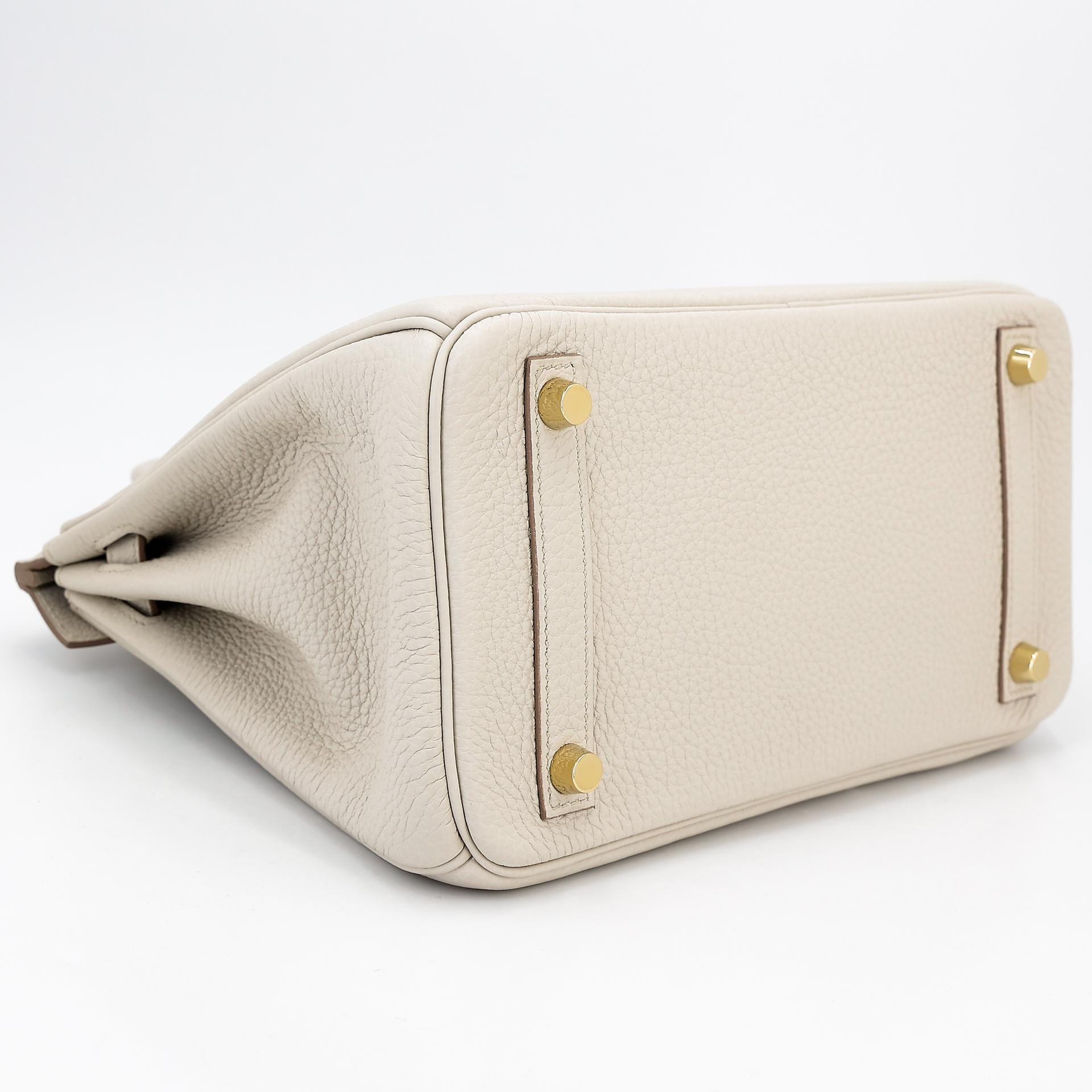 Excellent ( Rank SA ) HERMÈS Birkin 25 Beton (8L) Togo Gold hardware U (2022) - 7