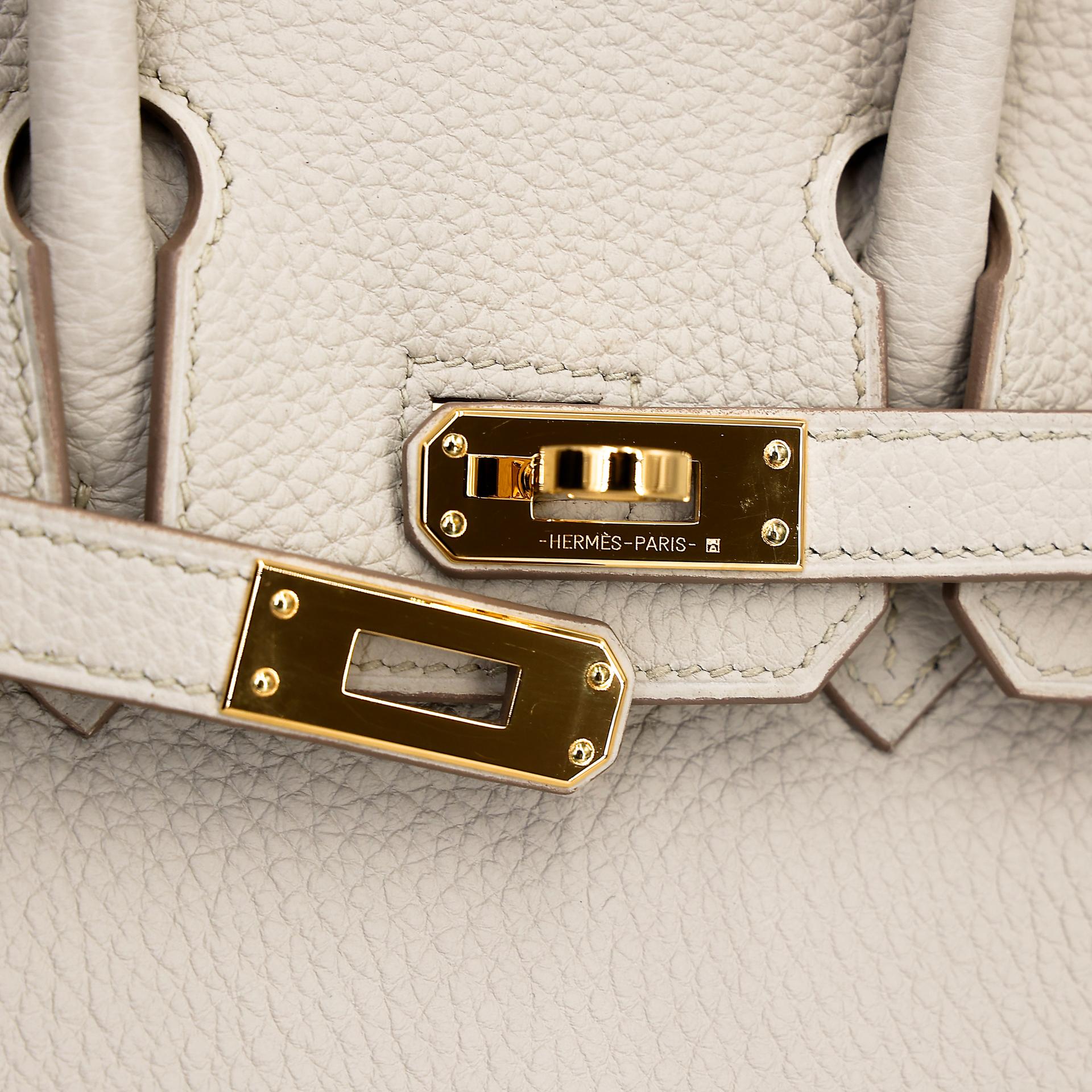 Excellent ( Rank SA ) HERMÈS Birkin 25 Beton (8L) Togo Gold hardware U (2022) - 12
