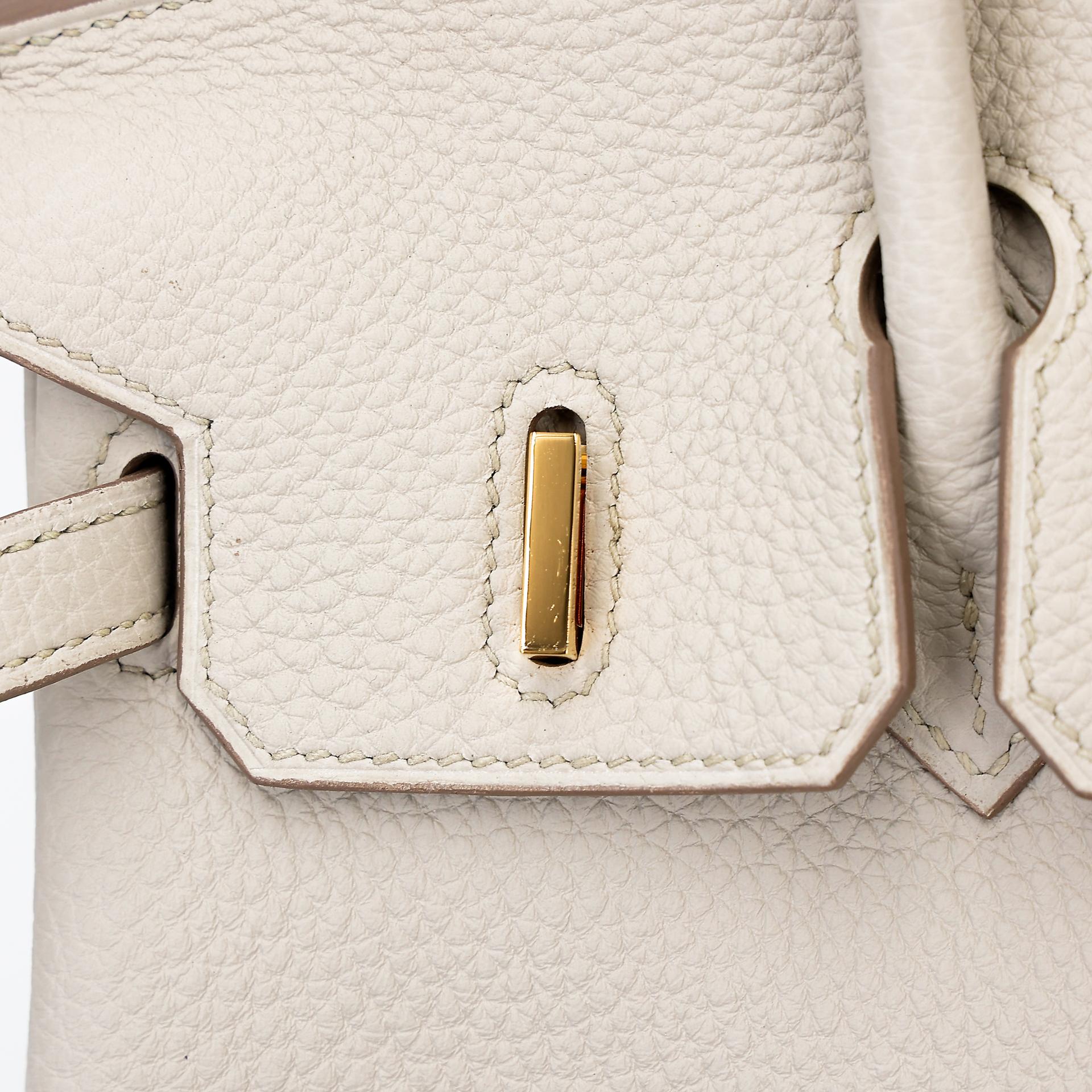Excellent ( Rank SA ) HERMÈS Birkin 25 Beton (8L) Togo Gold hardware U (2022) - 13