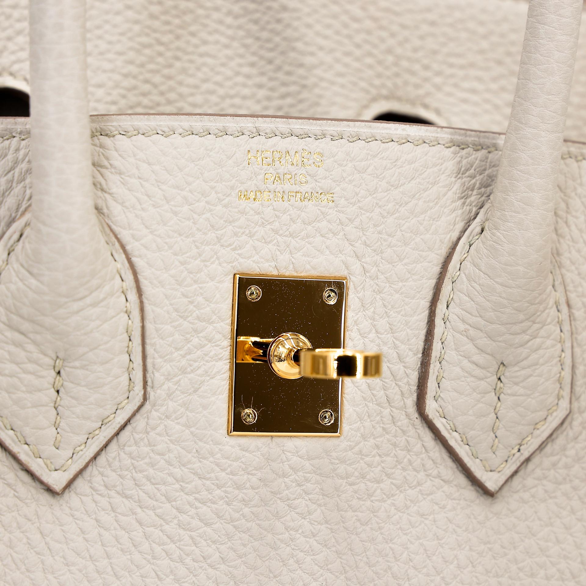 Excellent ( Rank SA ) HERMÈS Birkin 25 Beton (8L) Togo Gold hardware U (2022) - 15