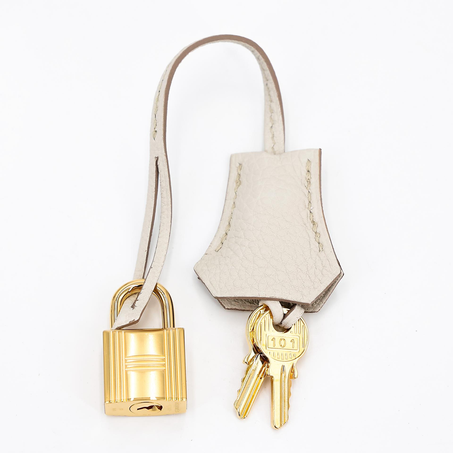 Excellent ( Rank SA ) HERMÈS Birkin 25 Beton (8L) Togo Gold hardware U (2022) - 21