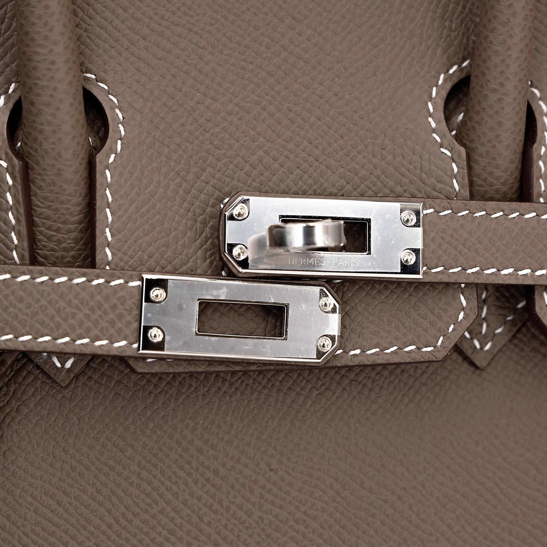 Brand New ( Rank N ) HERMÈS Birkin 25 Sellier Etoupe (18) Epsom Palladium hardware W (2024) - 8