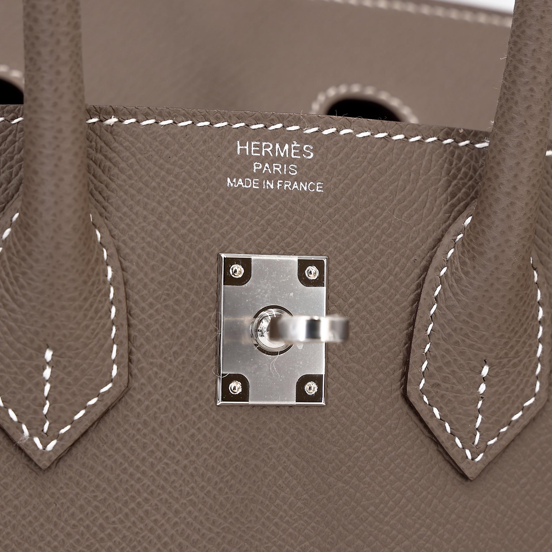 Brand New ( Rank N ) HERMÈS Birkin 25 Sellier Etoupe (18) Epsom Palladium hardware W (2024) - 9
