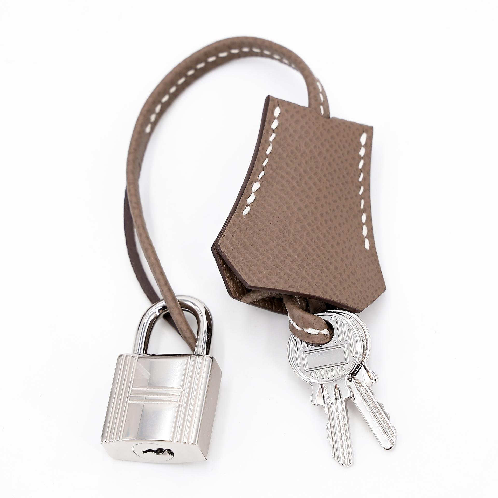 Brand New ( Rank N ) HERMÈS Birkin 25 Sellier Etoupe (18) Epsom Palladium hardware W (2024) - 14