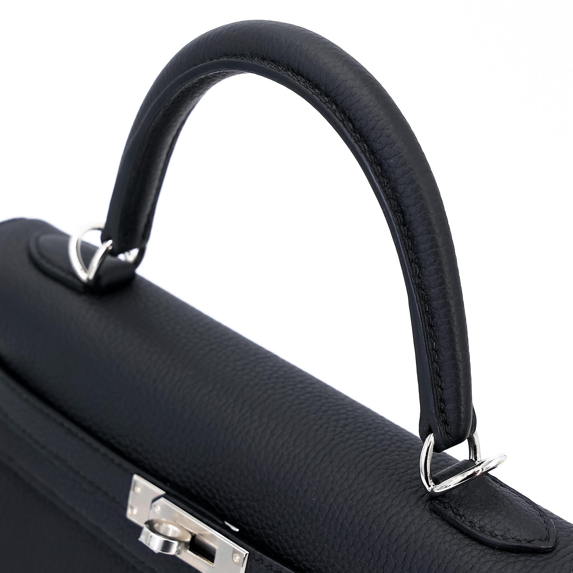 Brand New ( Rank N ) HERMÈS Kelly 25 Black (89) Togo Palladium hardware W (2024) - 3
