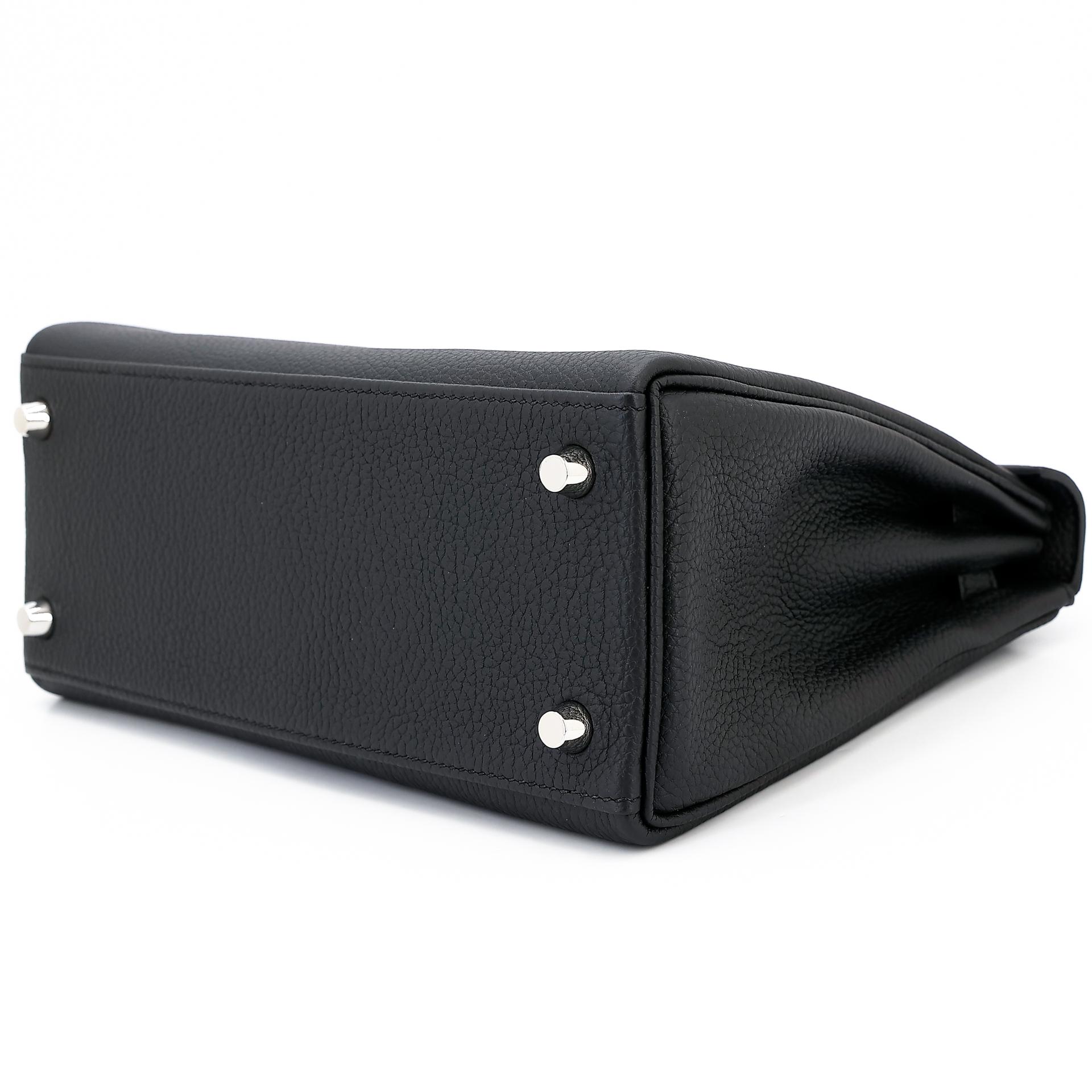 Brand New ( Rank N ) HERMÈS Kelly 25 Black (89) Togo Palladium hardware W (2024) - 4
