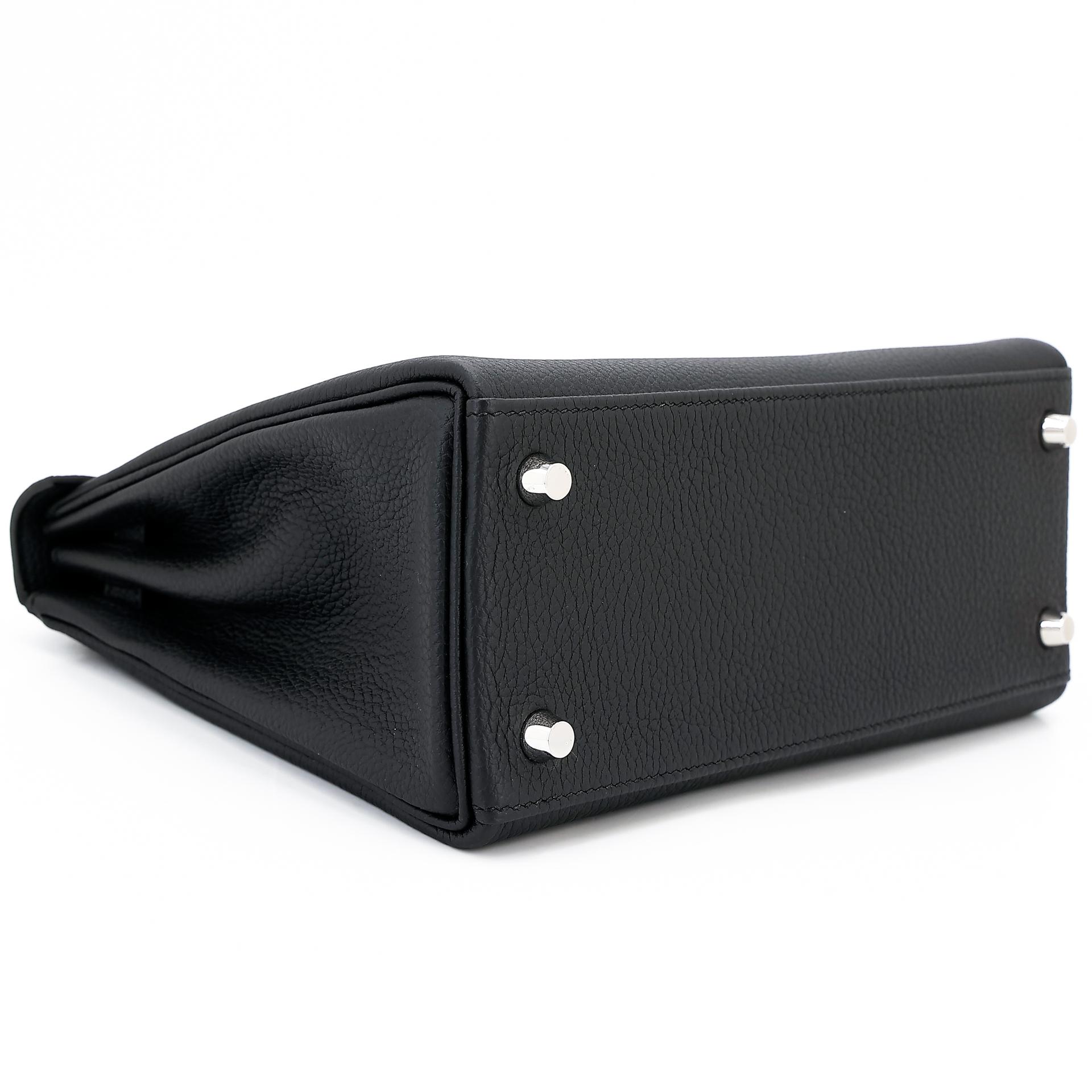 Brand New ( Rank N ) HERMÈS Kelly 25 Black (89) Togo Palladium hardware W (2024) - 5