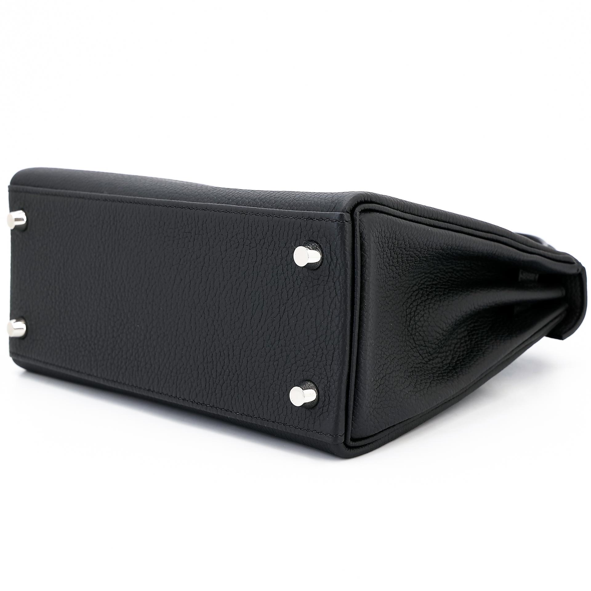Brand New ( Rank N ) HERMÈS Kelly 25 Black (89) Togo Palladium hardware W (2024) - 6