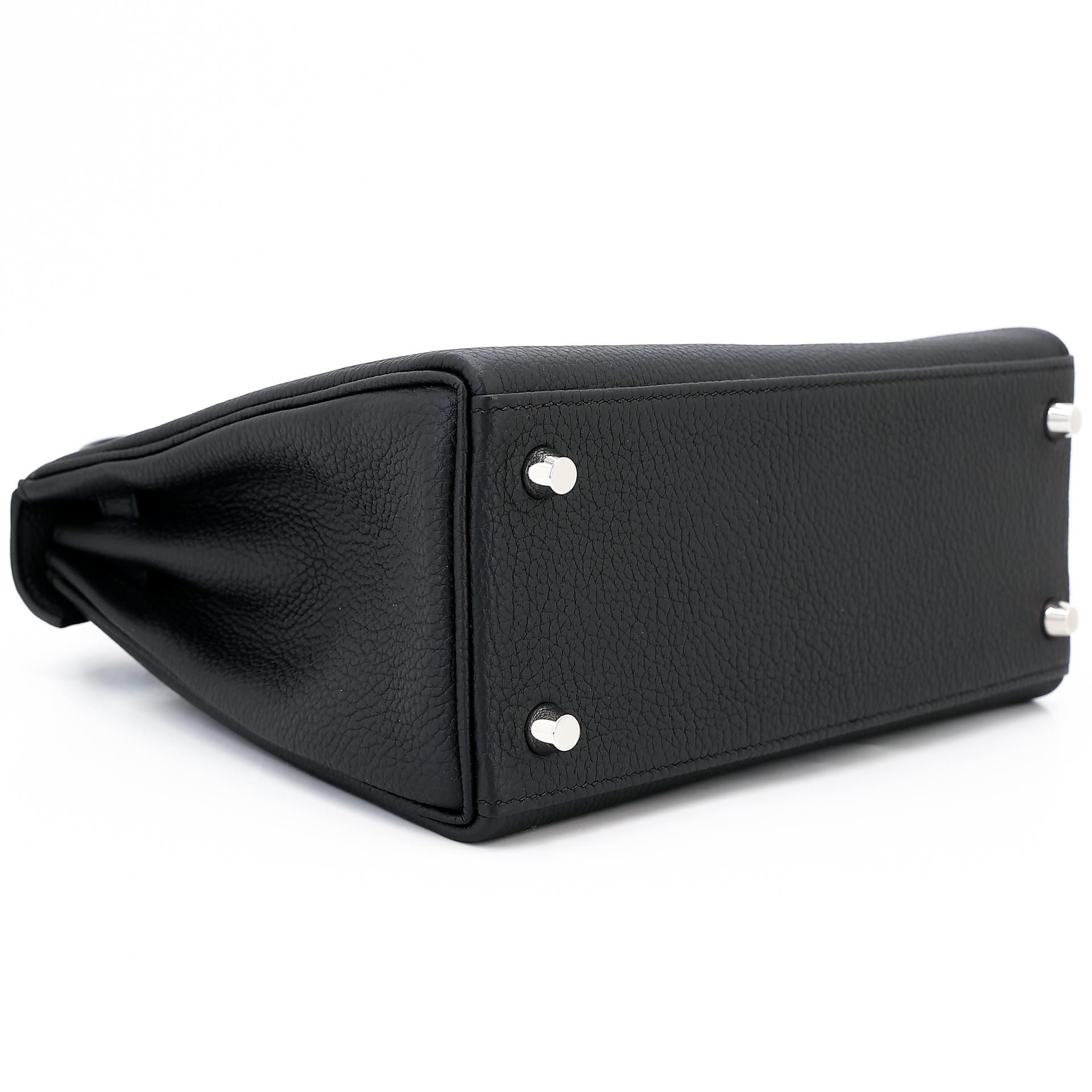Brand New ( Rank N ) HERMÈS Kelly 25 Black (89) Togo Palladium hardware W (2024) - 7