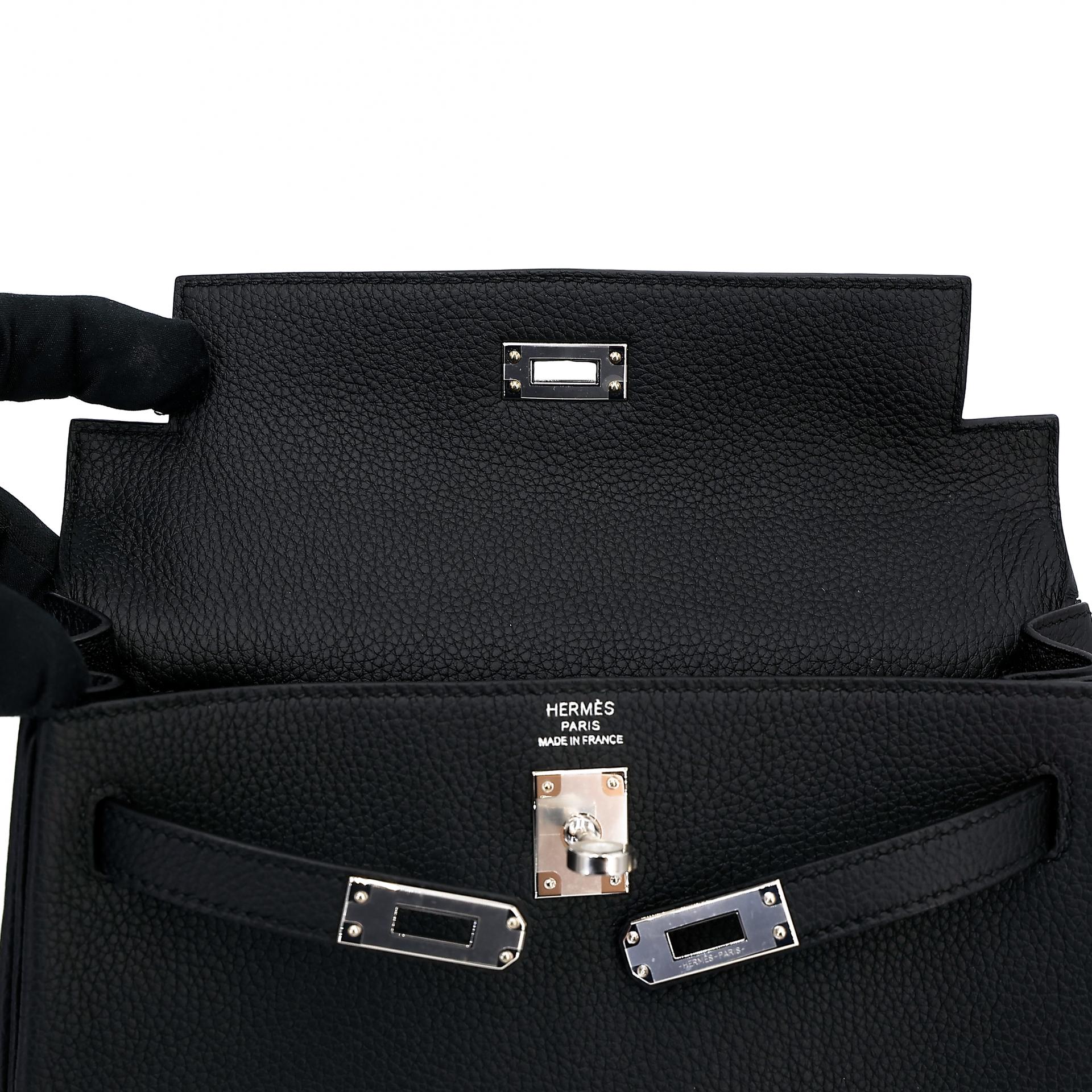 Brand New ( Rank N ) HERMÈS Kelly 25 Black (89) Togo Palladium hardware W (2024) - 11