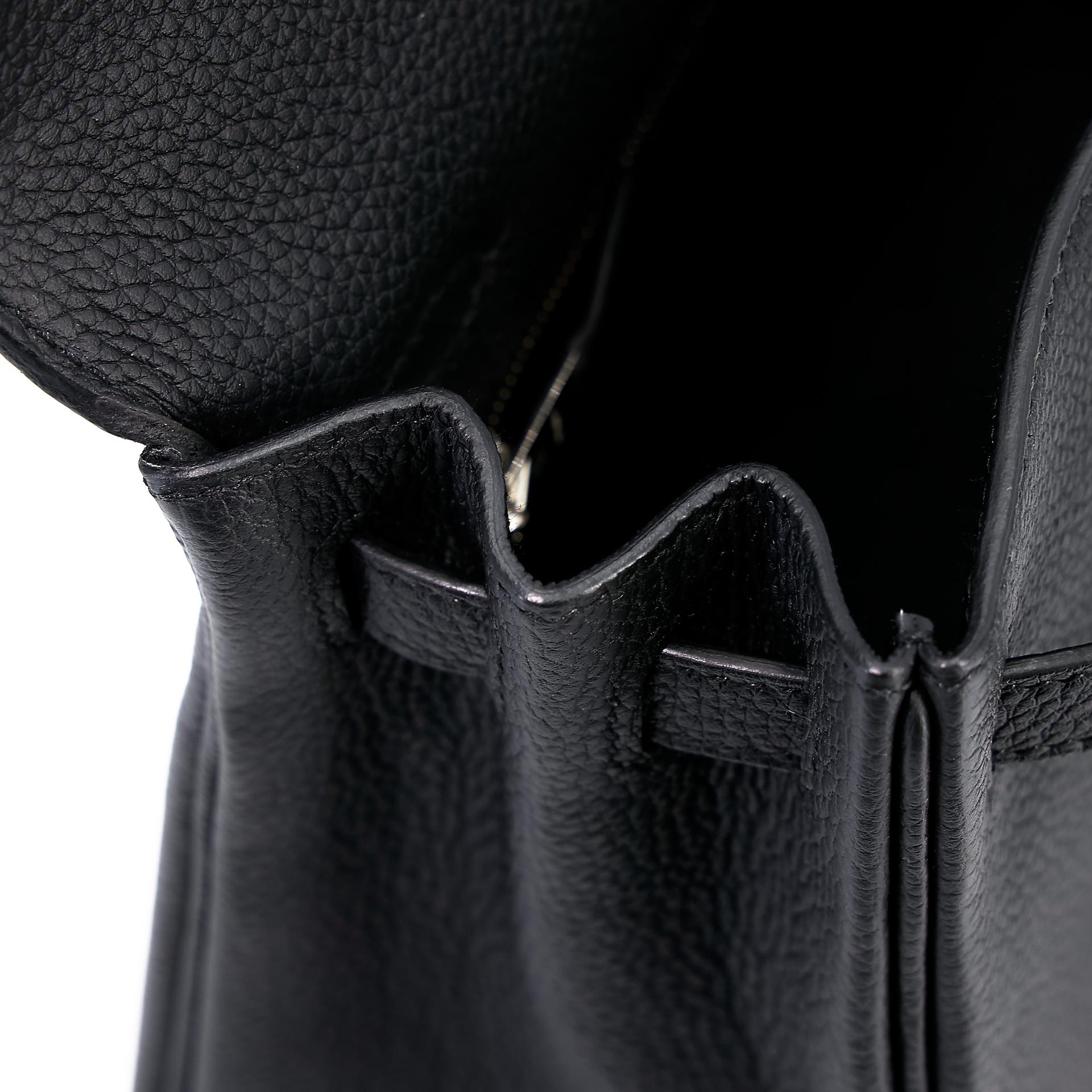 Brand New ( Rank N ) HERMÈS Kelly 25 Black (89) Togo Palladium hardware W (2024) - 15