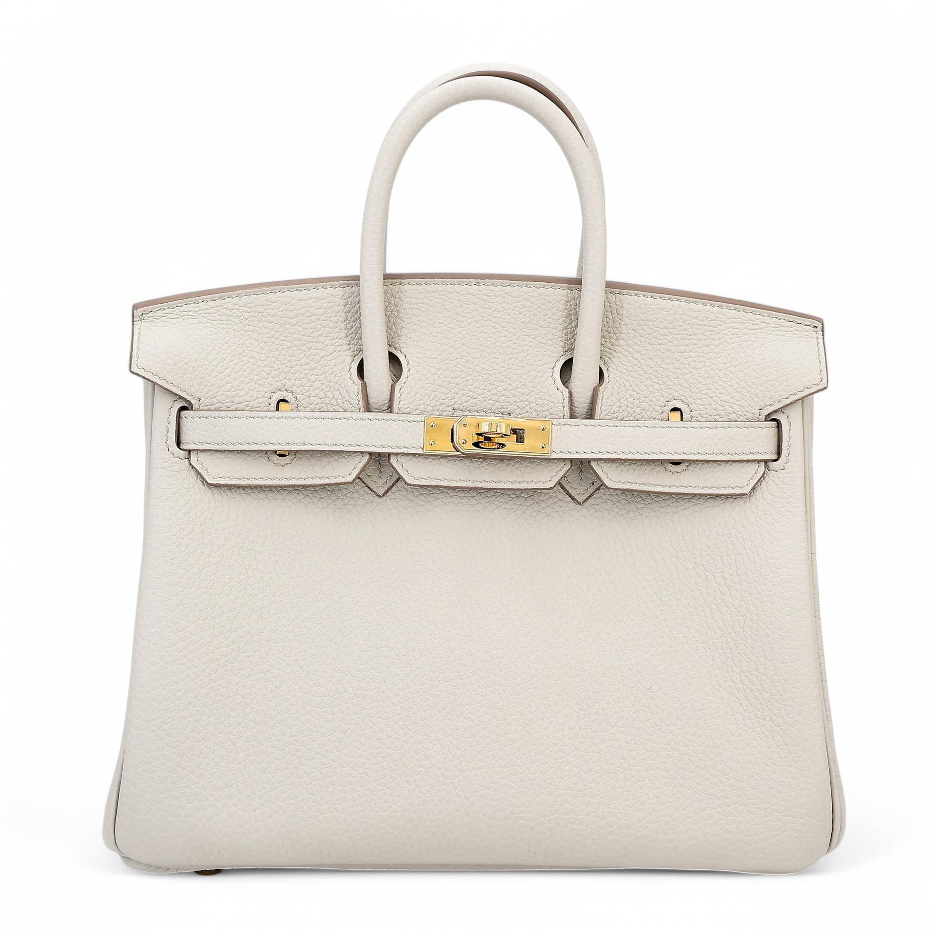 Excellent ( Rank SA ) HERMÈS Birkin 25 Beton (8L) Togo Gold hardware U (2022) - 1