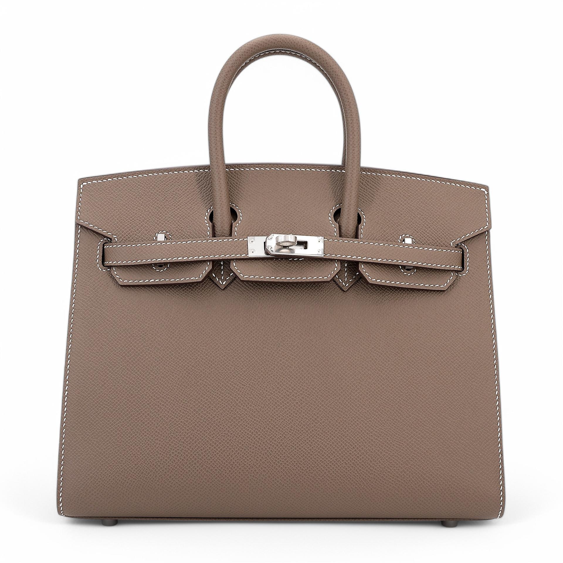 Brand New ( Rank N ) HERMÈS Birkin 25 Sellier Etoupe (18) Epsom Palladium hardware W (2024) - 1