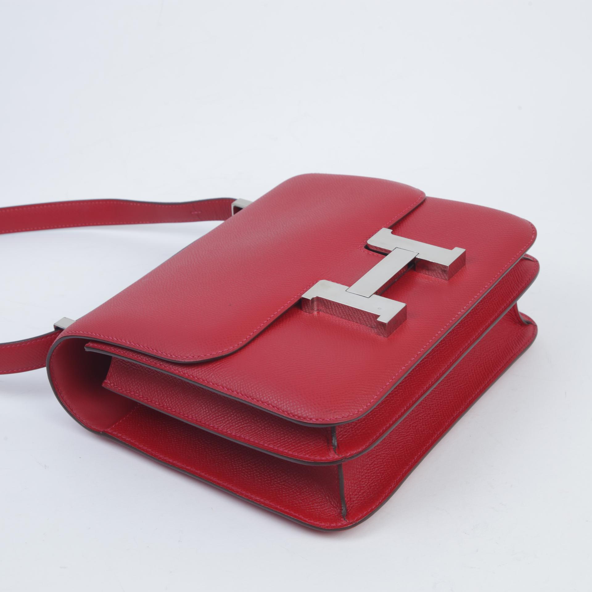 Very Good ( Rank A) HERMÈS Constance 24 Rouge Casaque (Q5) Epsom Palladium hardware X (2016) - 4