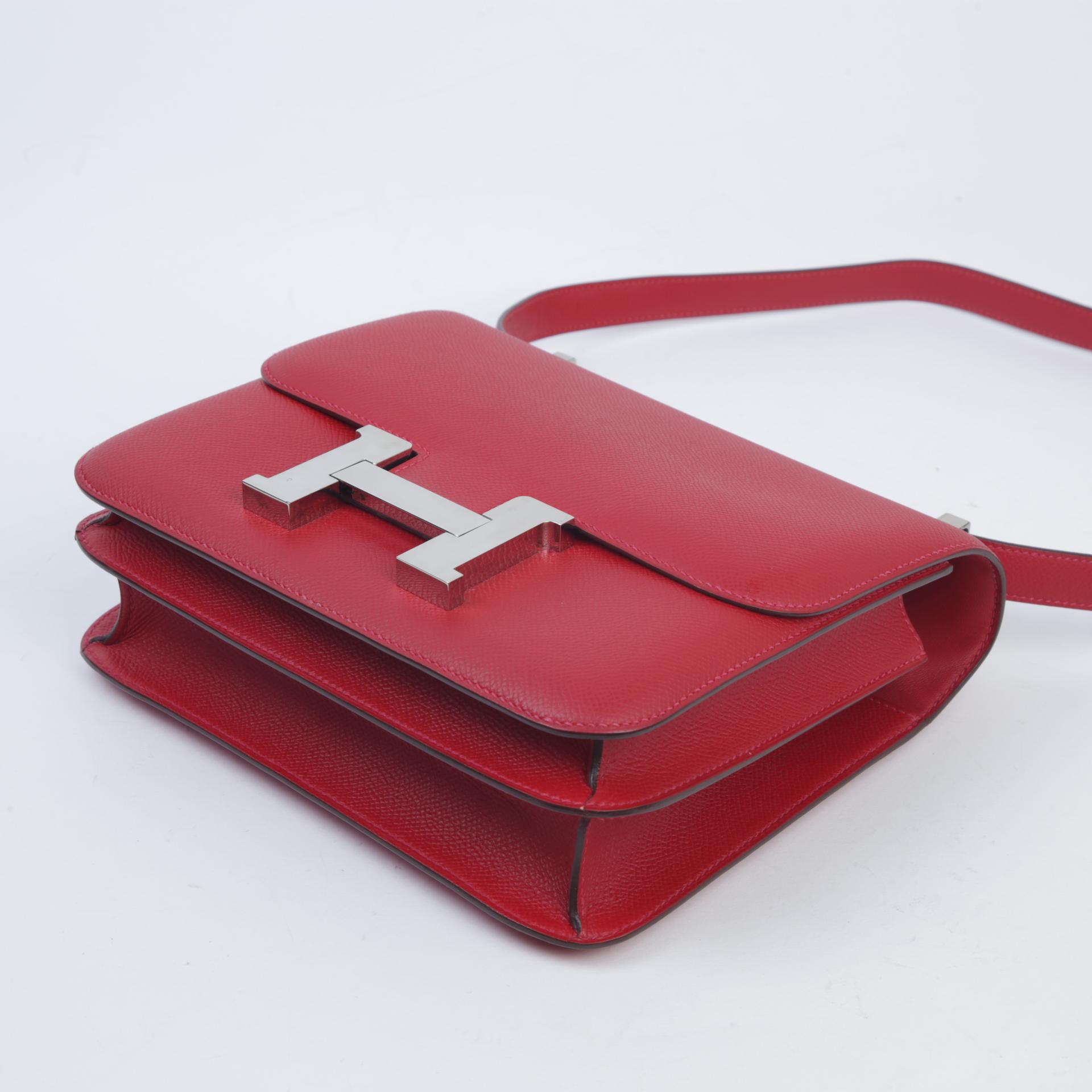 Very Good ( Rank A) HERMÈS Constance 24 Rouge Casaque (Q5) Epsom Palladium hardware X (2016) - 5