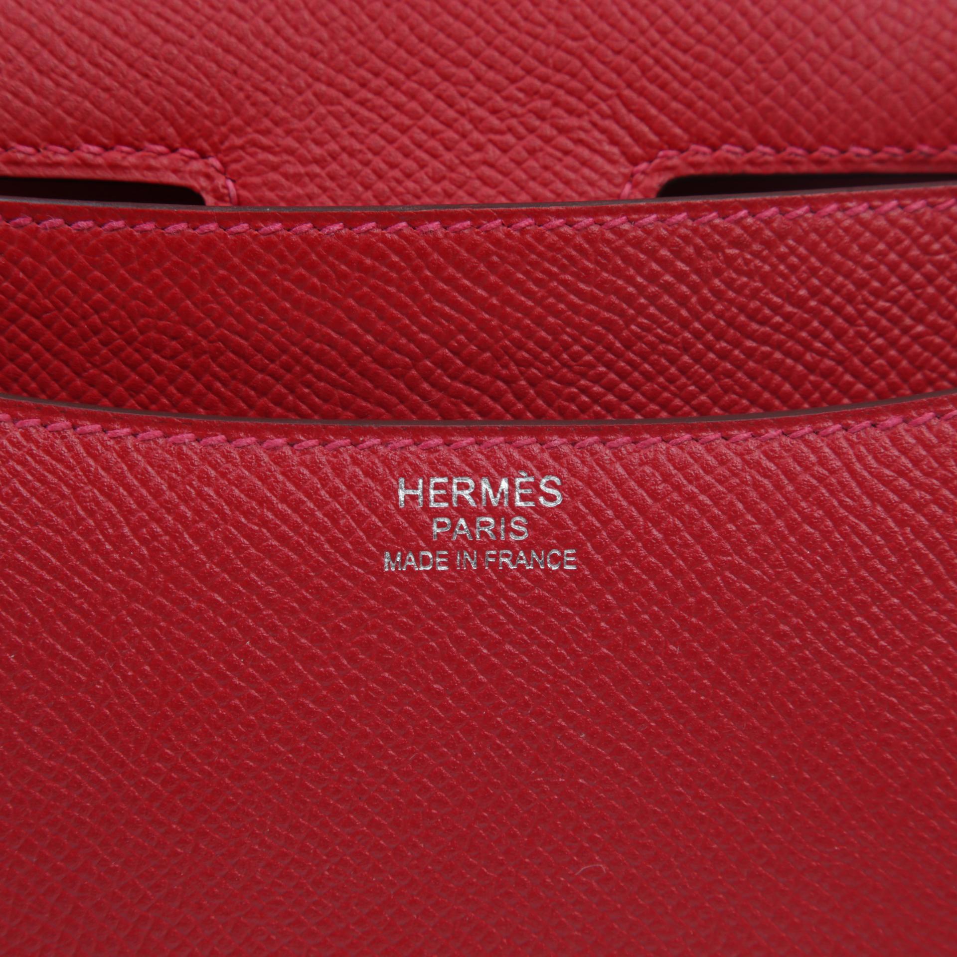 Very Good ( Rank A) HERMÈS Constance 24 Rouge Casaque (Q5) Epsom Palladium hardware X (2016) - 10