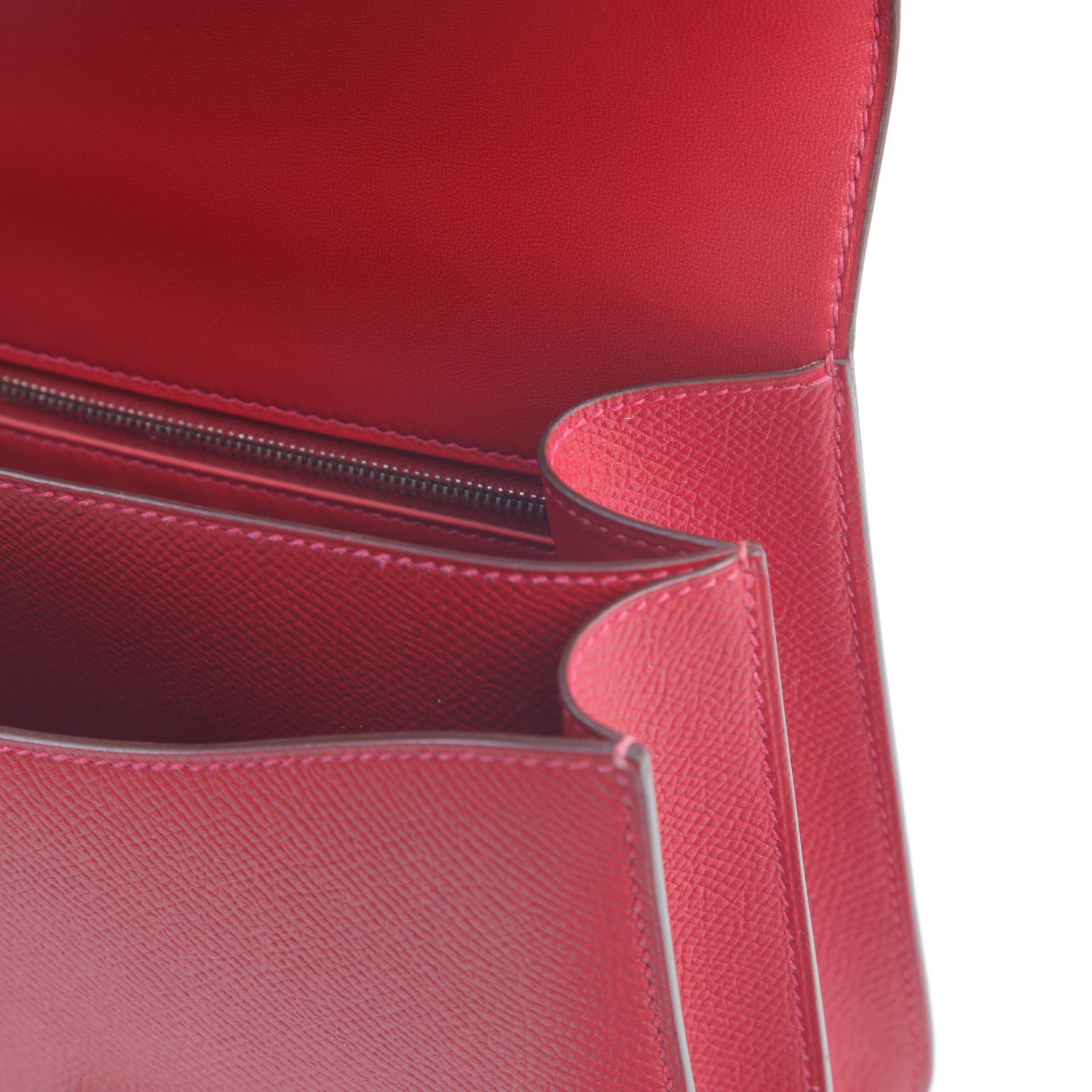 Very Good ( Rank A) HERMÈS Constance 24 Rouge Casaque (Q5) Epsom Palladium hardware X (2016) - 13
