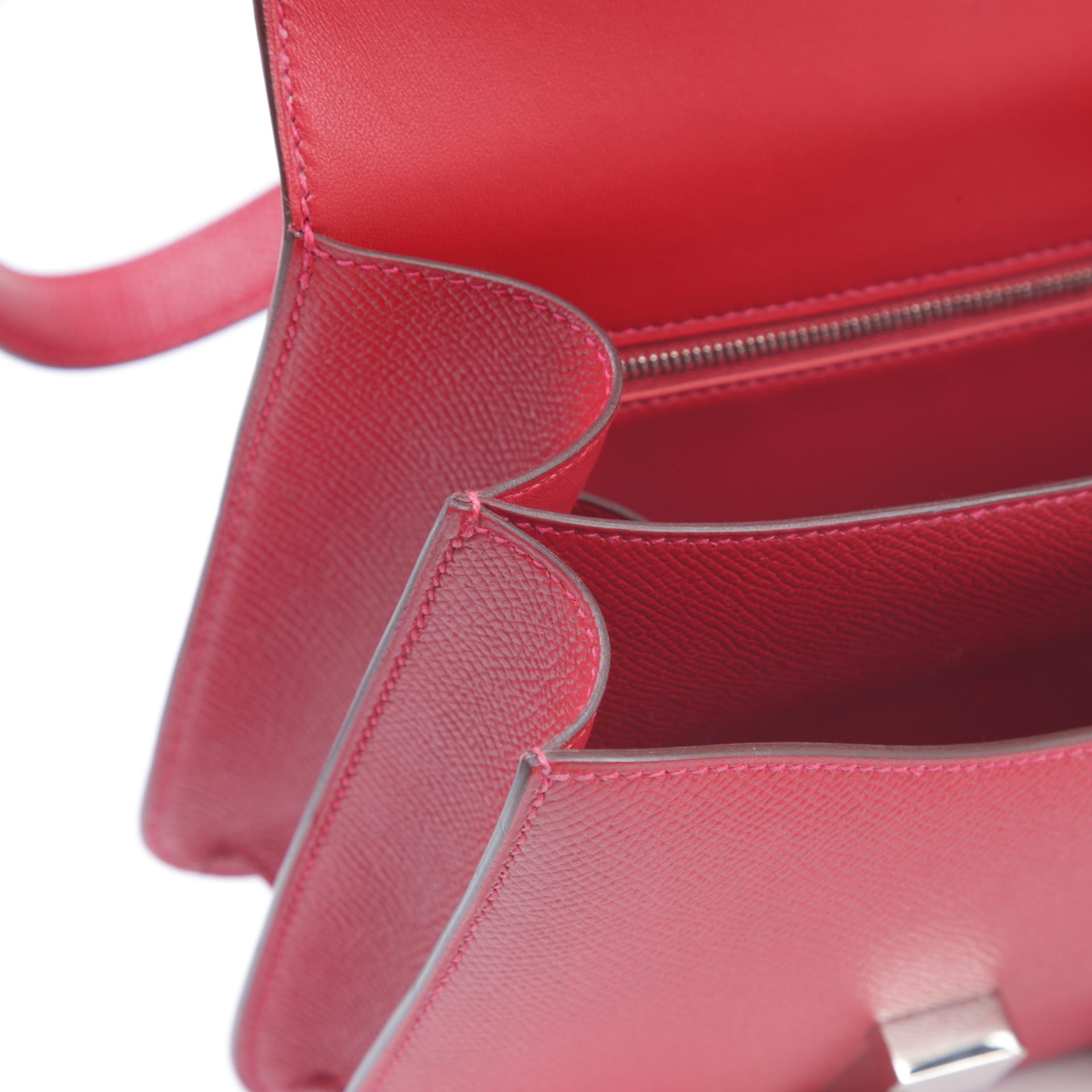 Very Good ( Rank A) HERMÈS Constance 24 Rouge Casaque (Q5) Epsom Palladium hardware X (2016) - 14