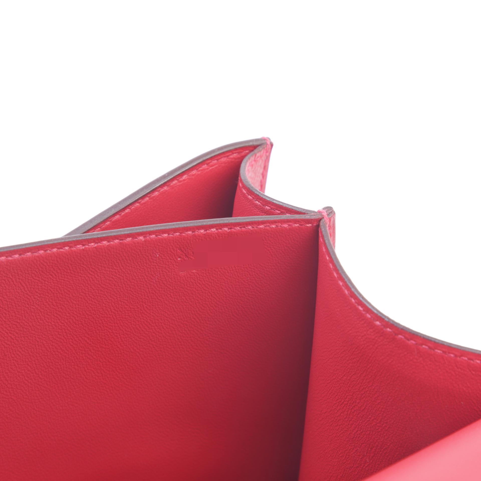 Very Good ( Rank A) HERMÈS Constance 24 Rouge Casaque (Q5) Epsom Palladium hardware X (2016) - 15