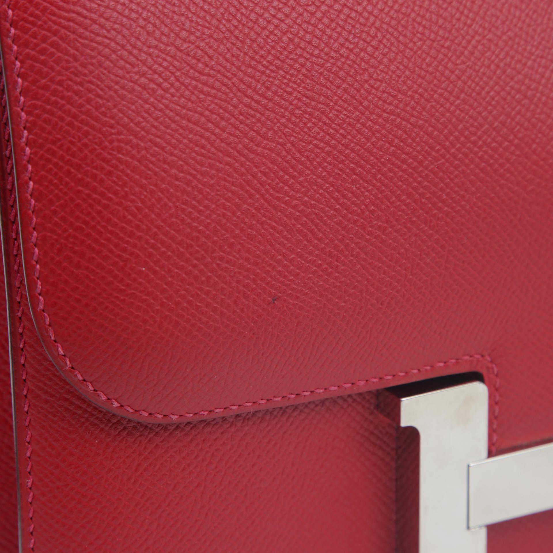 Very Good ( Rank A) HERMÈS Constance 24 Rouge Casaque (Q5) Epsom Palladium hardware X (2016) - 8