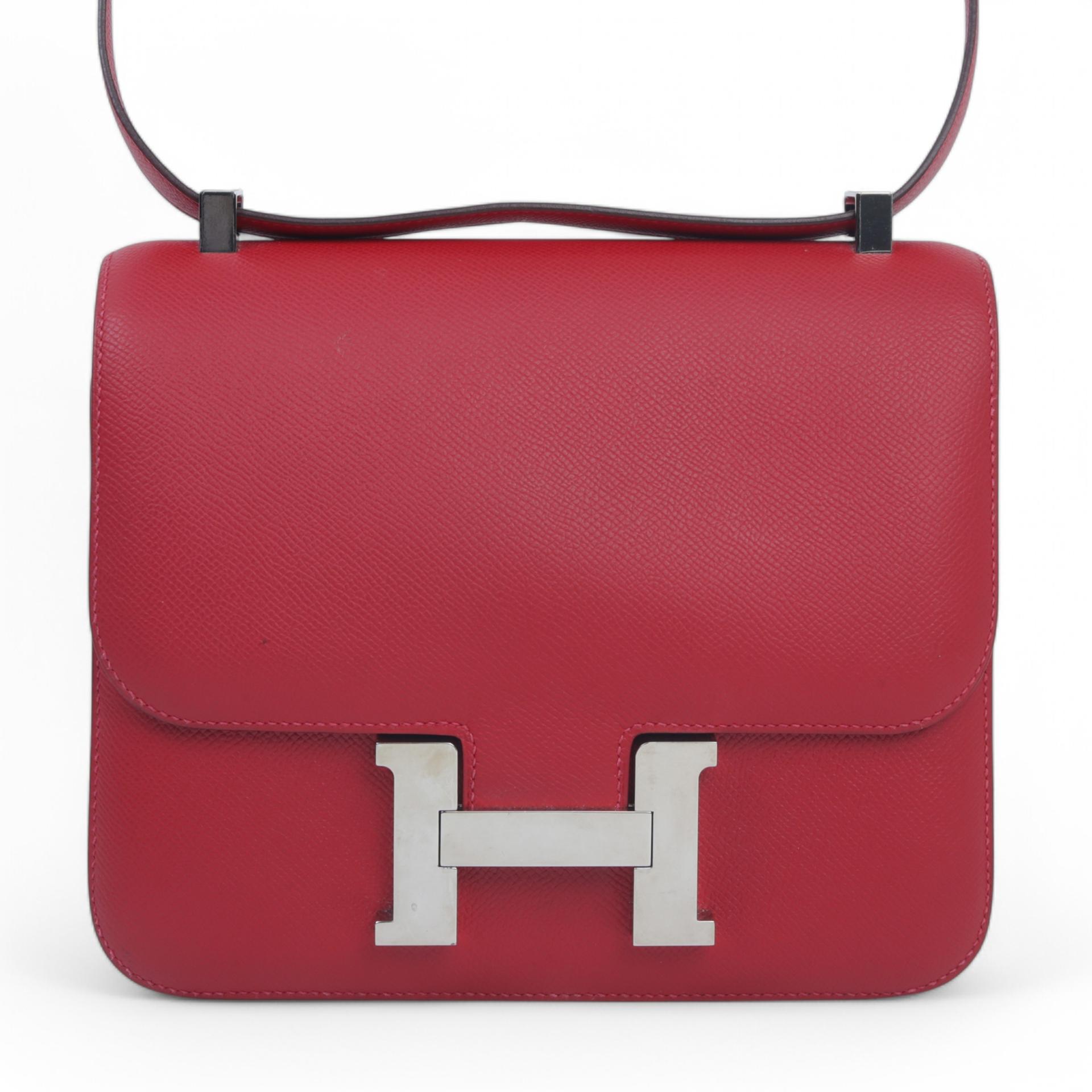 Very Good ( Rank A) HERMÈS Constance 24 Rouge Casaque (Q5) Epsom Palladium hardware X (2016) - 1