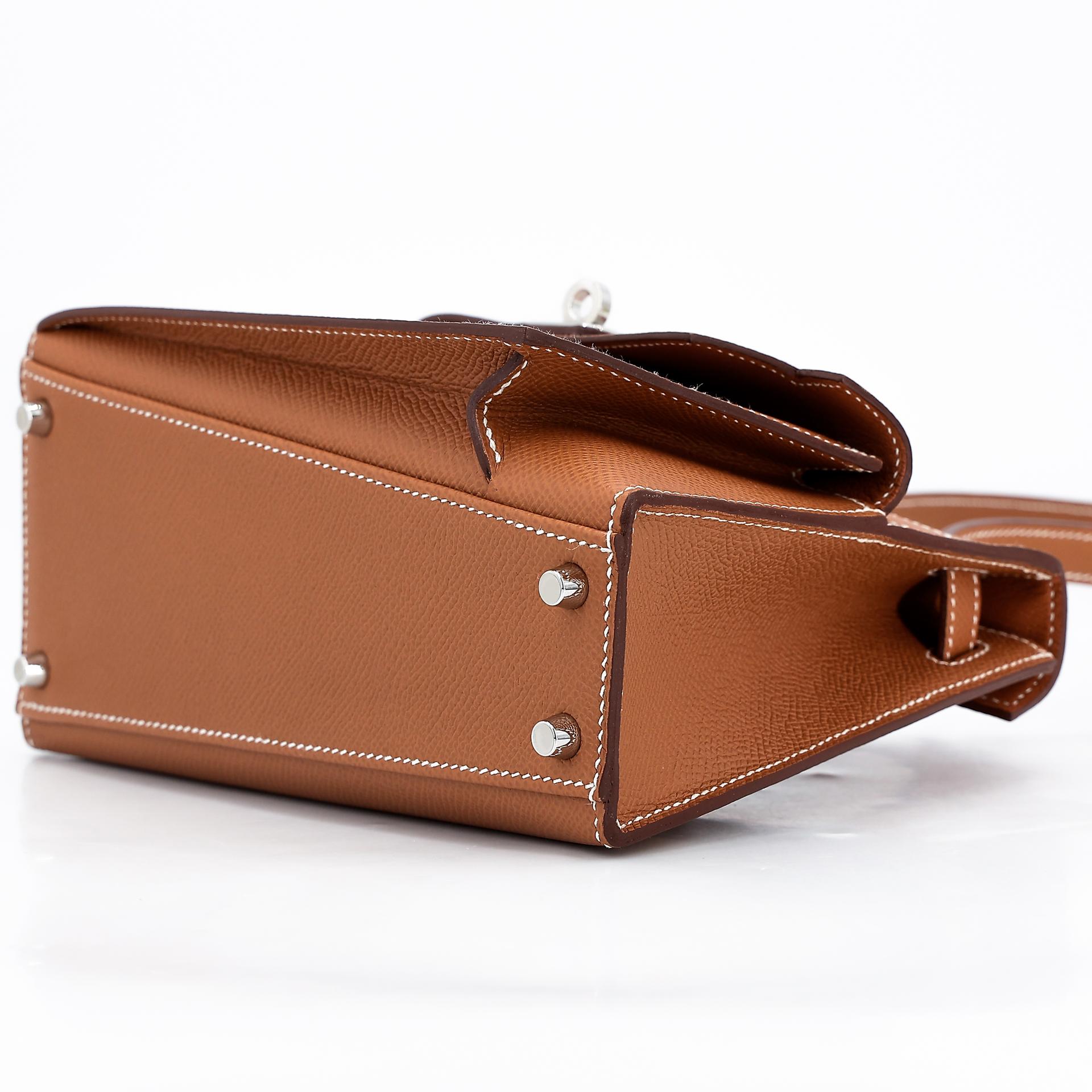 Brand New ( Rank N ) HERMÈS Special Order Kelly 20 en Desordre Gold (37) Epsom Palladium hardware W (2024) - 4